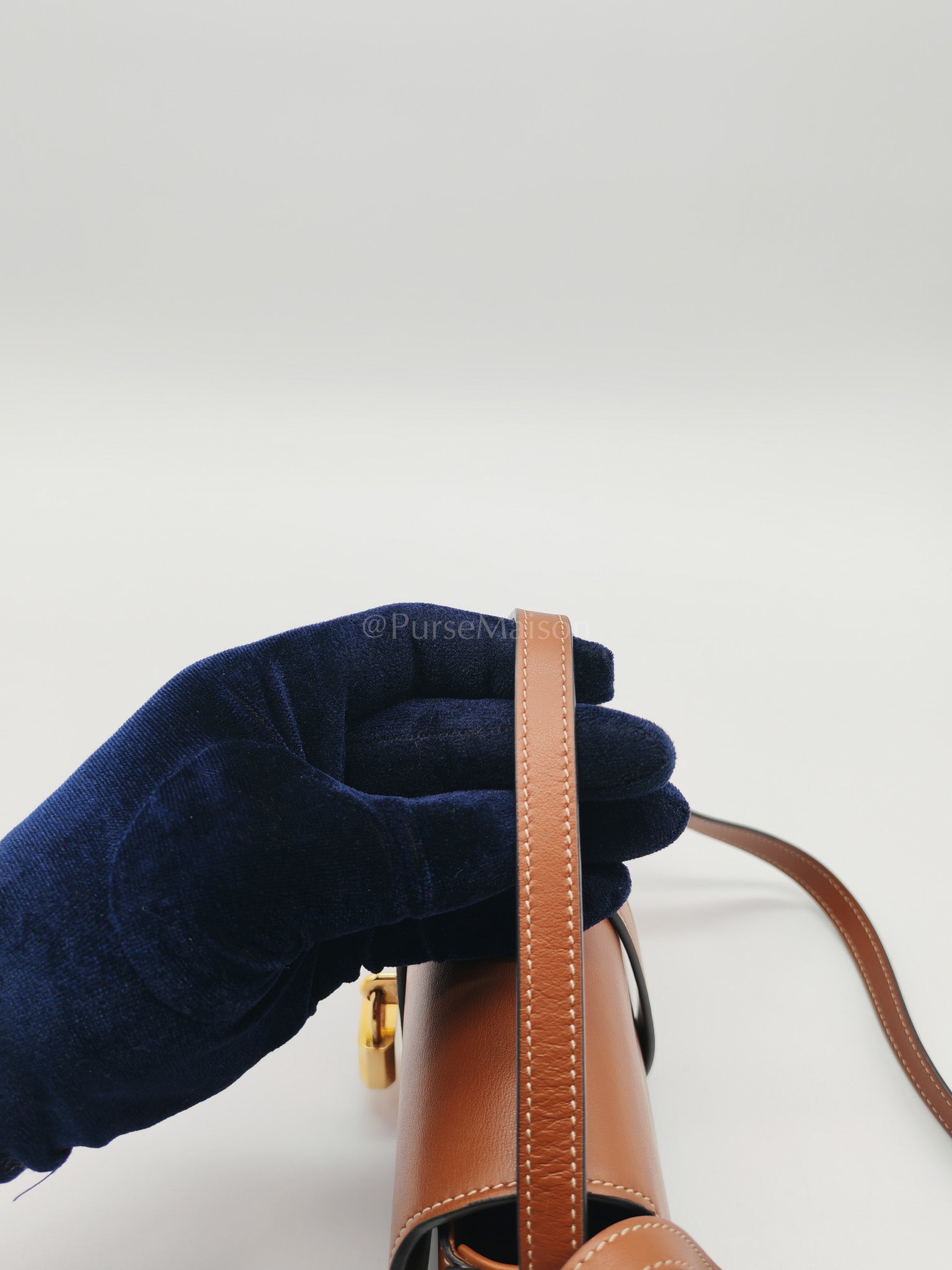 Tabou Clutch on Strap in Dark Tan Smooth Calfskin Leather | Purse Maison Luxury Bags Shop