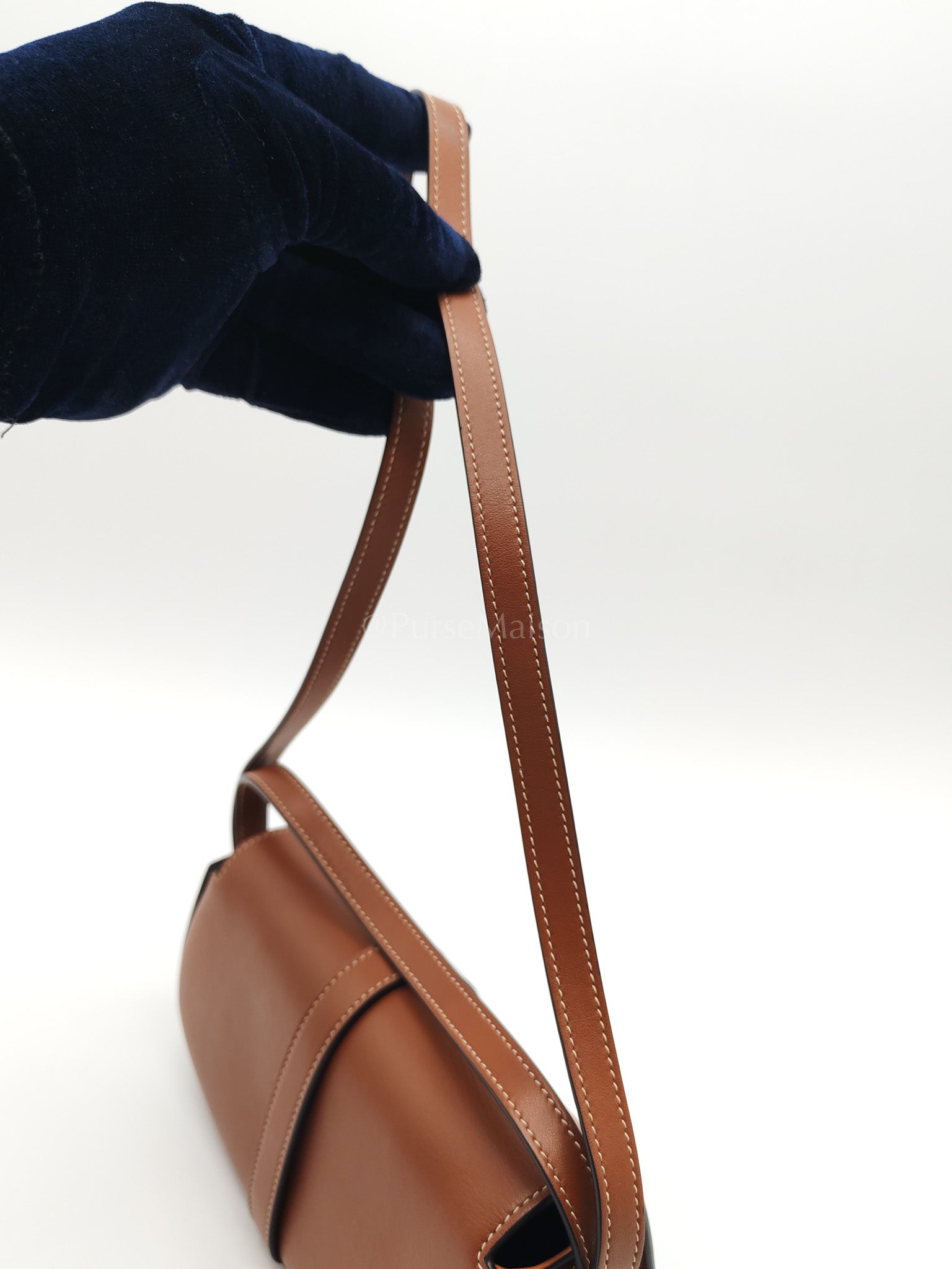 Tabou Clutch on Strap in Dark Tan Smooth Calfskin Leather | Purse Maison Luxury Bags Shop