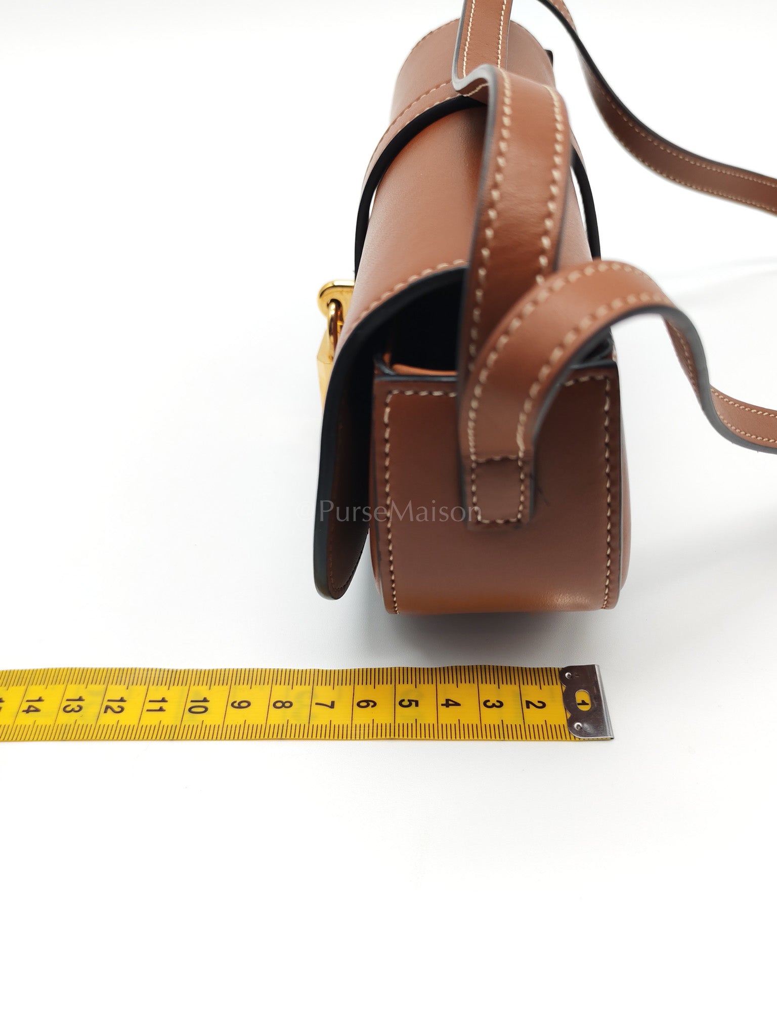 Tabou Clutch on Strap in Dark Tan Smooth Calfskin Leather | Purse Maison Luxury Bags Shop