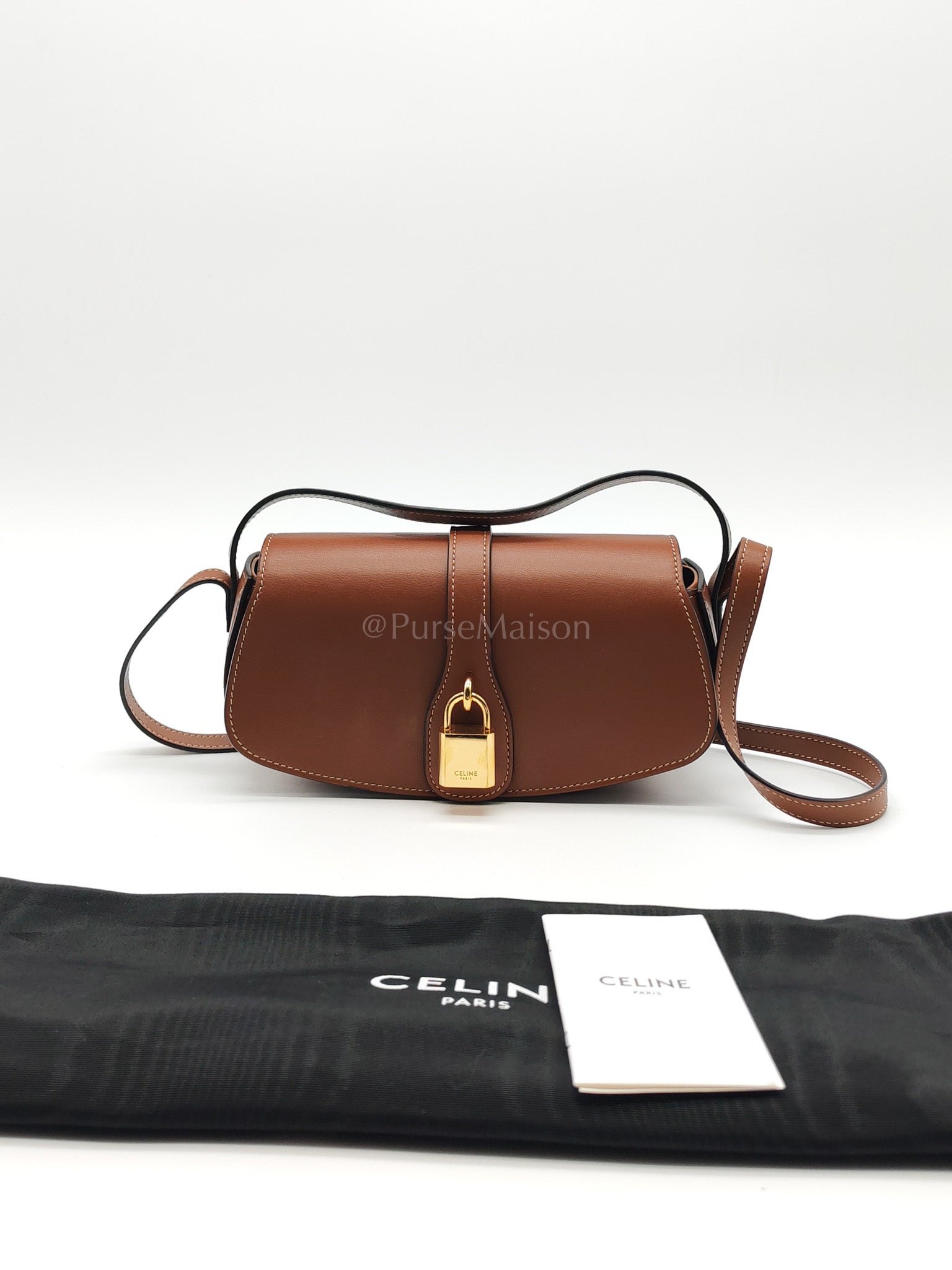 Tabou Clutch on Strap in Dark Tan Smooth Calfskin Leather | Purse Maison Luxury Bags Shop