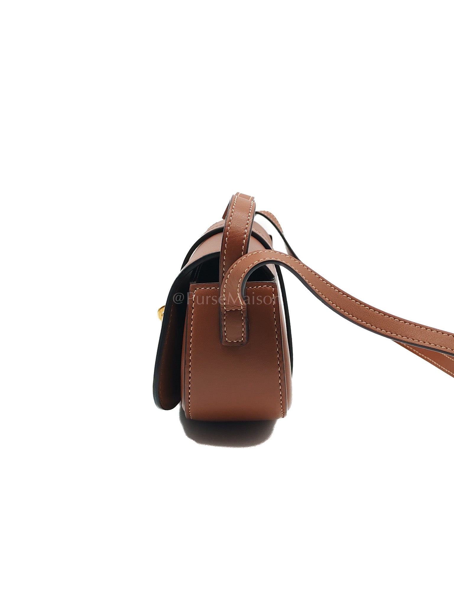 Tabou Clutch on Strap in Dark Tan Smooth Calfskin Leather | Purse Maison Luxury Bags Shop
