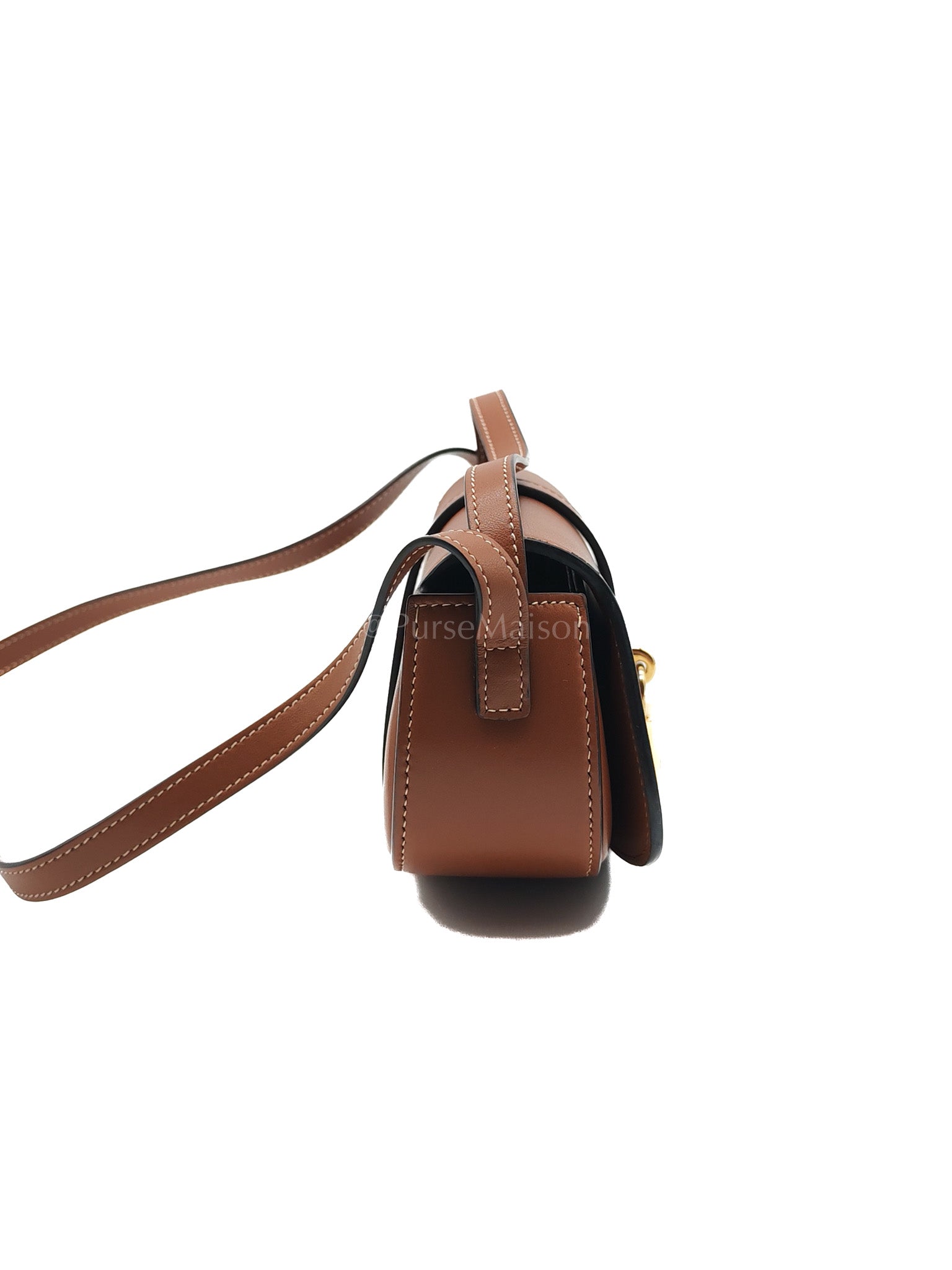 Tabou Clutch on Strap in Dark Tan Smooth Calfskin Leather | Purse Maison Luxury Bags Shop