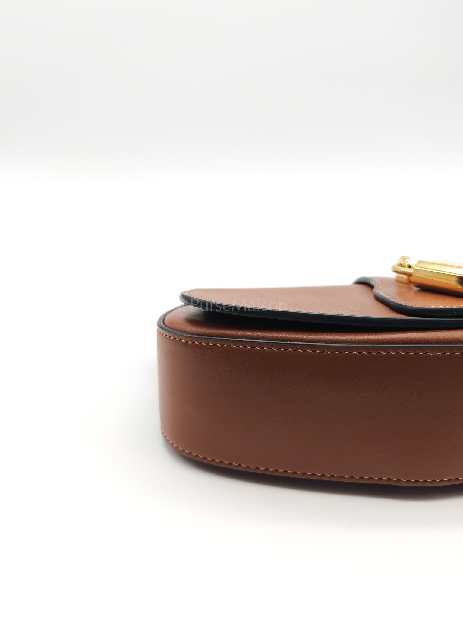 Tabou Clutch on Strap in Dark Tan Smooth Calfskin Leather | Purse Maison Luxury Bags Shop