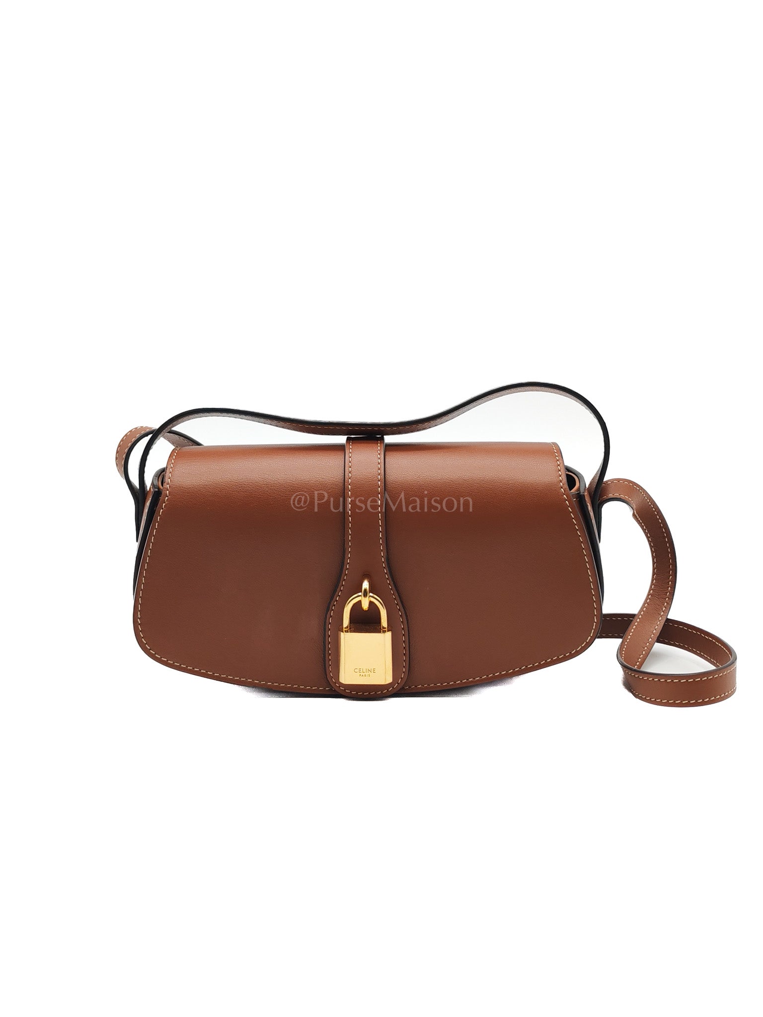 Tabou Clutch on Strap in Dark Tan Smooth Calfskin Leather | Purse Maison Luxury Bags Shop
