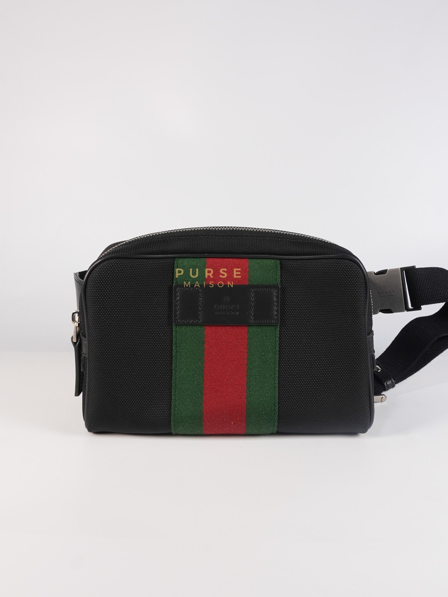 Techno Canvas Black Belt Bag | Purse Maison Luxury Bags Shop