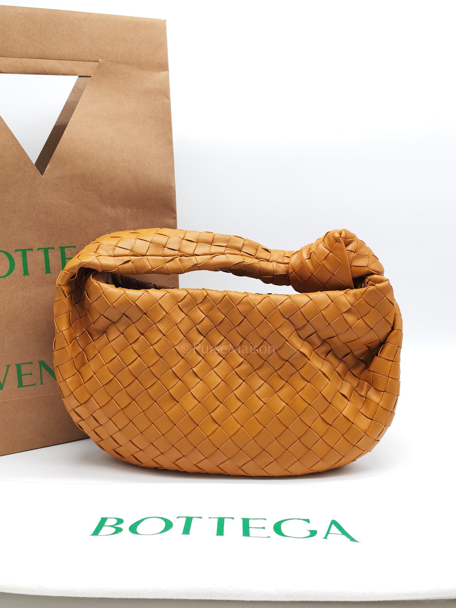 Teen Jodie Shoulder Bag in Caramel Intrecciato Woven Leather | Purse Maison Luxury Bags Shop