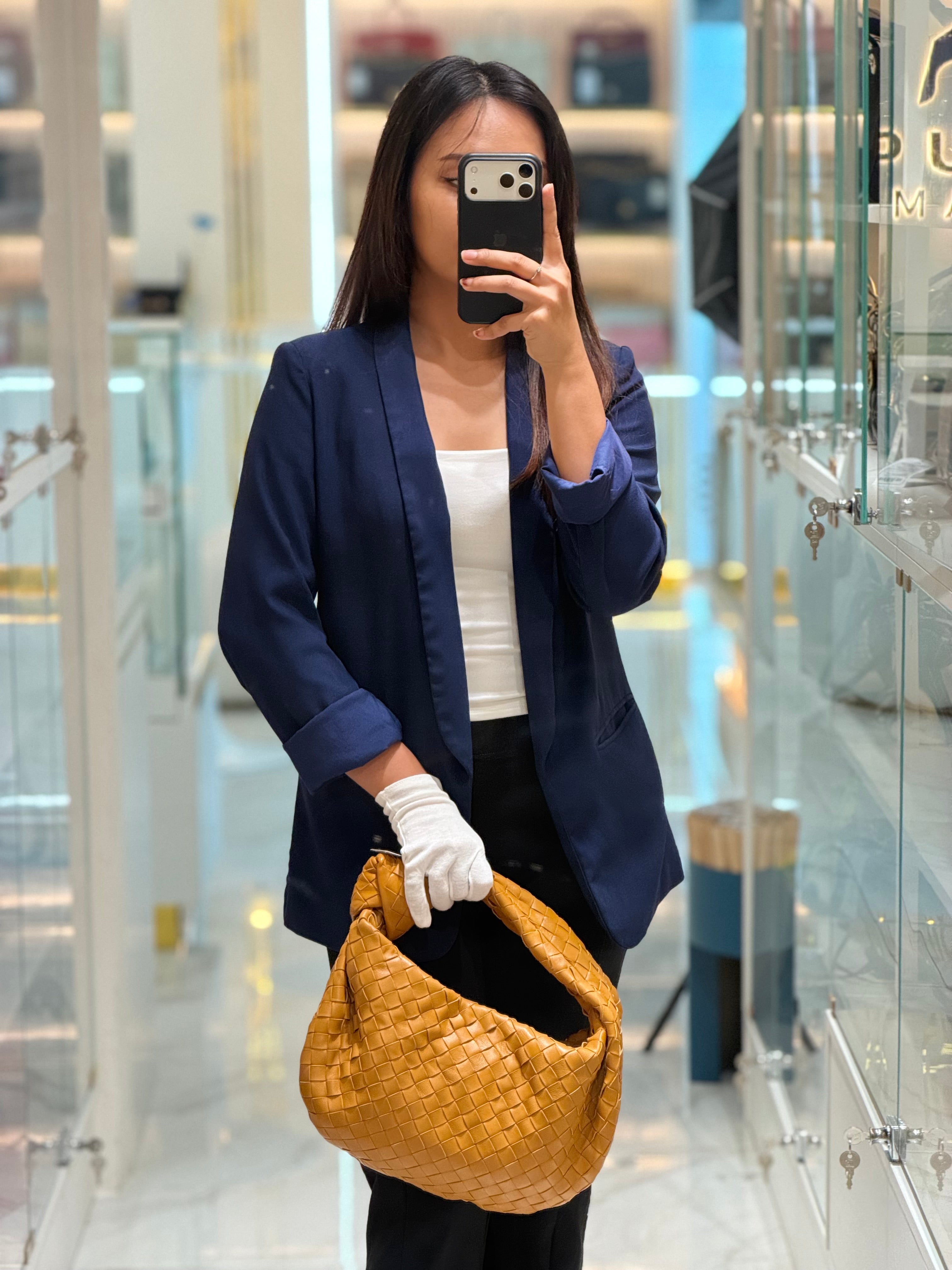 Teen Jodie Shoulder Bag in Caramel Intrecciato Woven Leather | Purse Maison Luxury Bags Shop