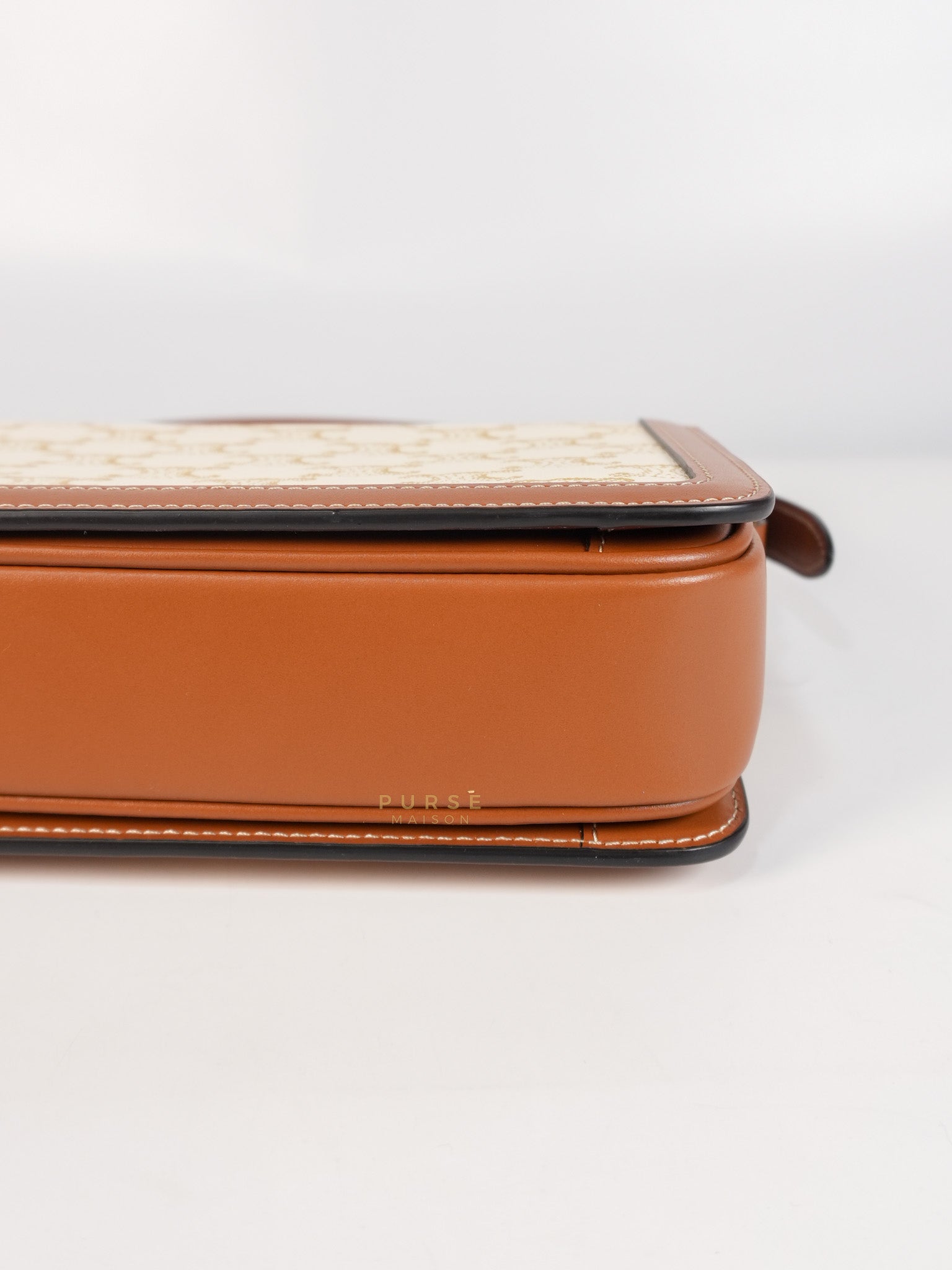 Teen Triomphe Cross Body Bag in White Triomphe Canvas and Calfskin | Purse Maison Luxury Bags Shop