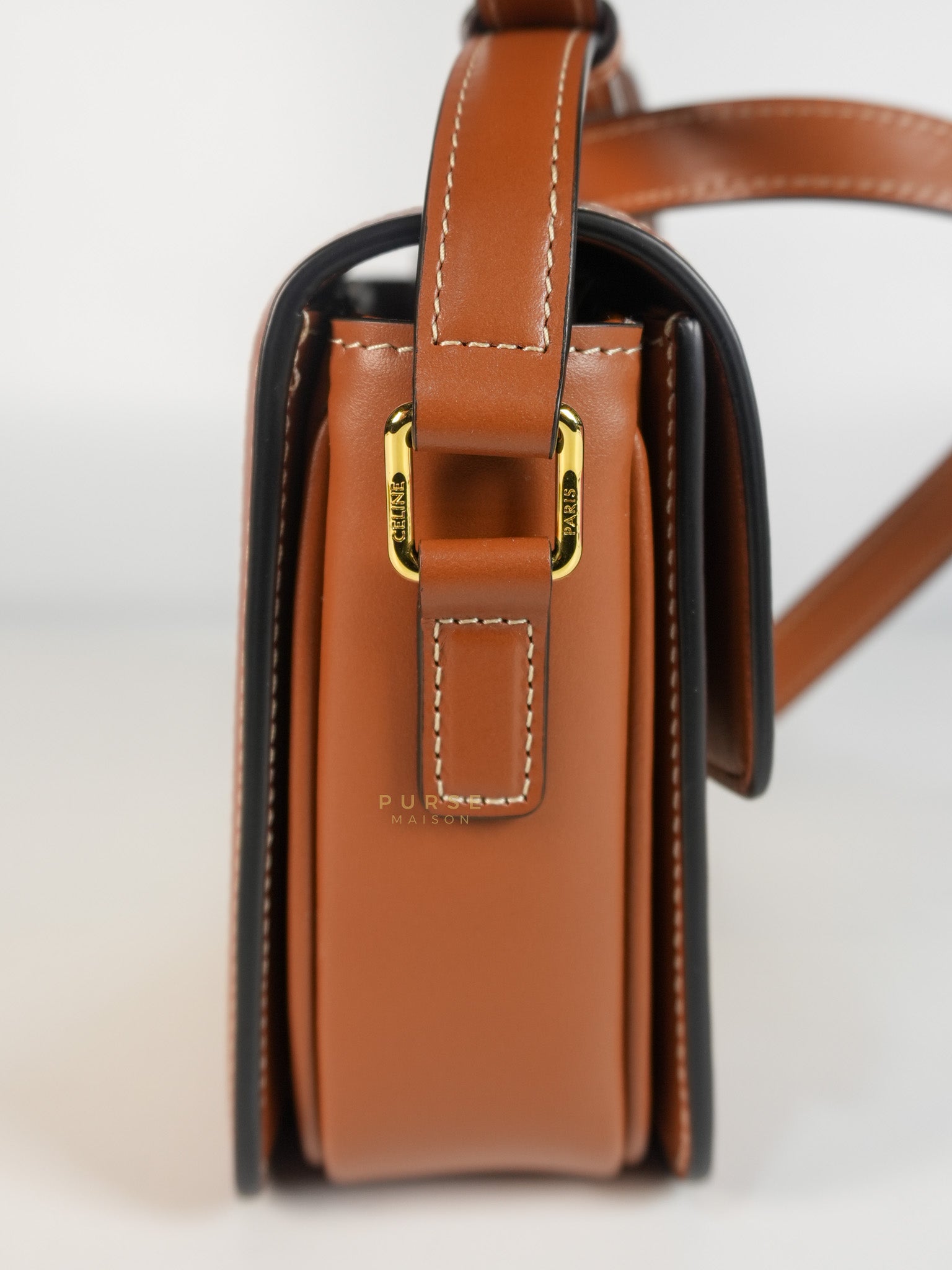 Teen Triomphe Cross Body Bag in White Triomphe Canvas and Calfskin | Purse Maison Luxury Bags Shop