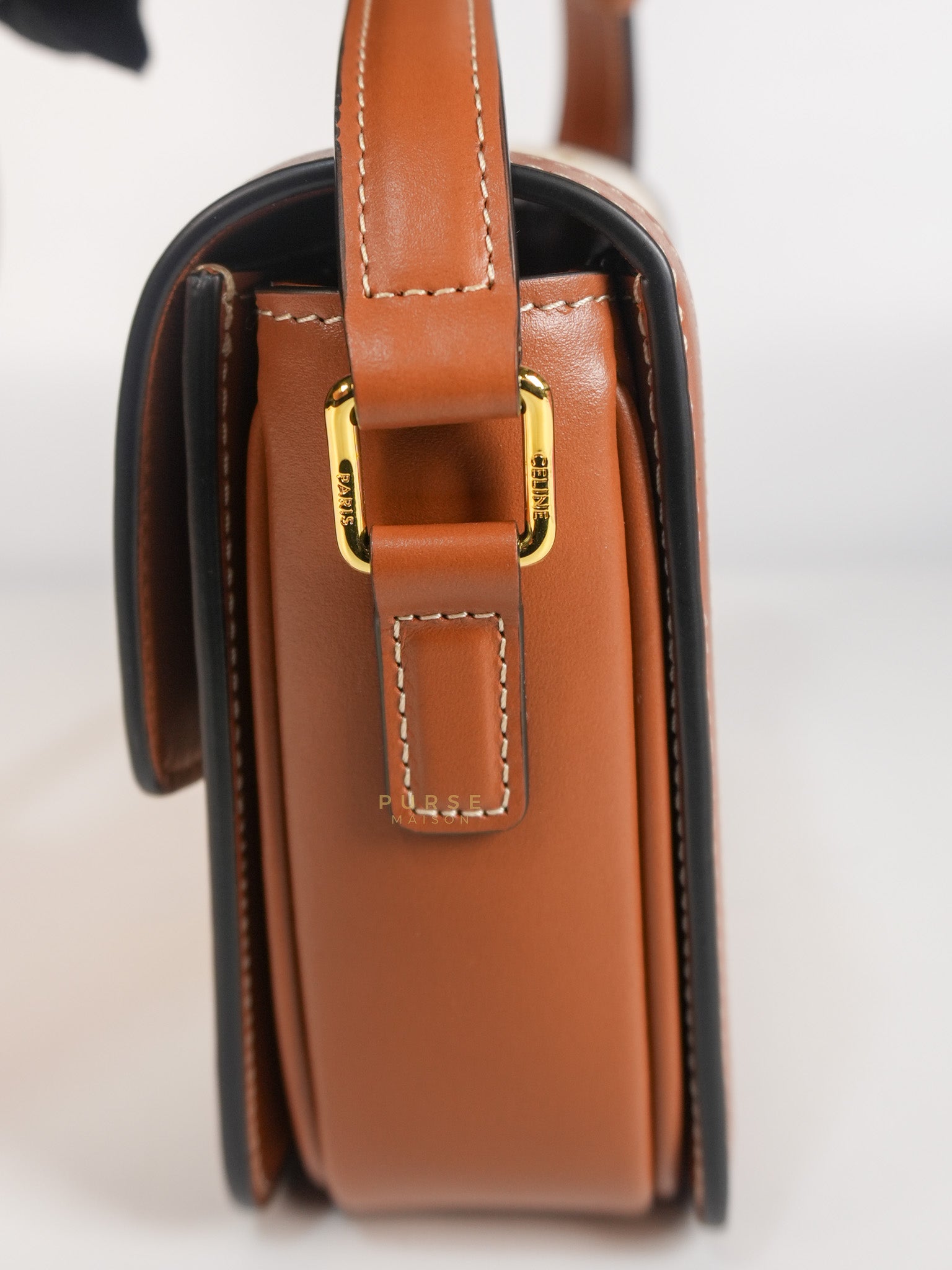 Teen Triomphe Cross Body Bag in White Triomphe Canvas and Calfskin | Purse Maison Luxury Bags Shop