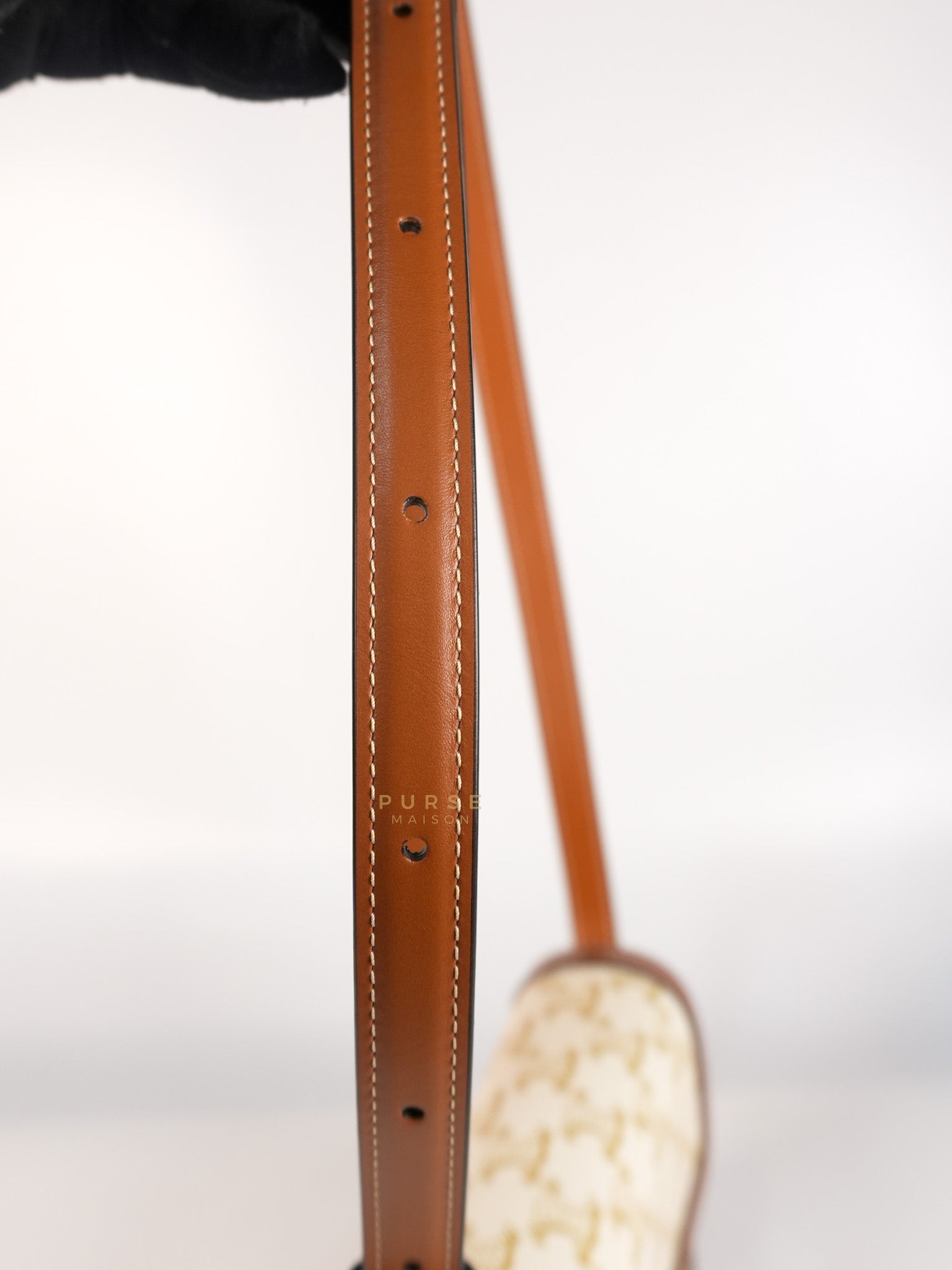 Teen Triomphe Cross Body Bag in White Triomphe Canvas and Calfskin | Purse Maison Luxury Bags Shop