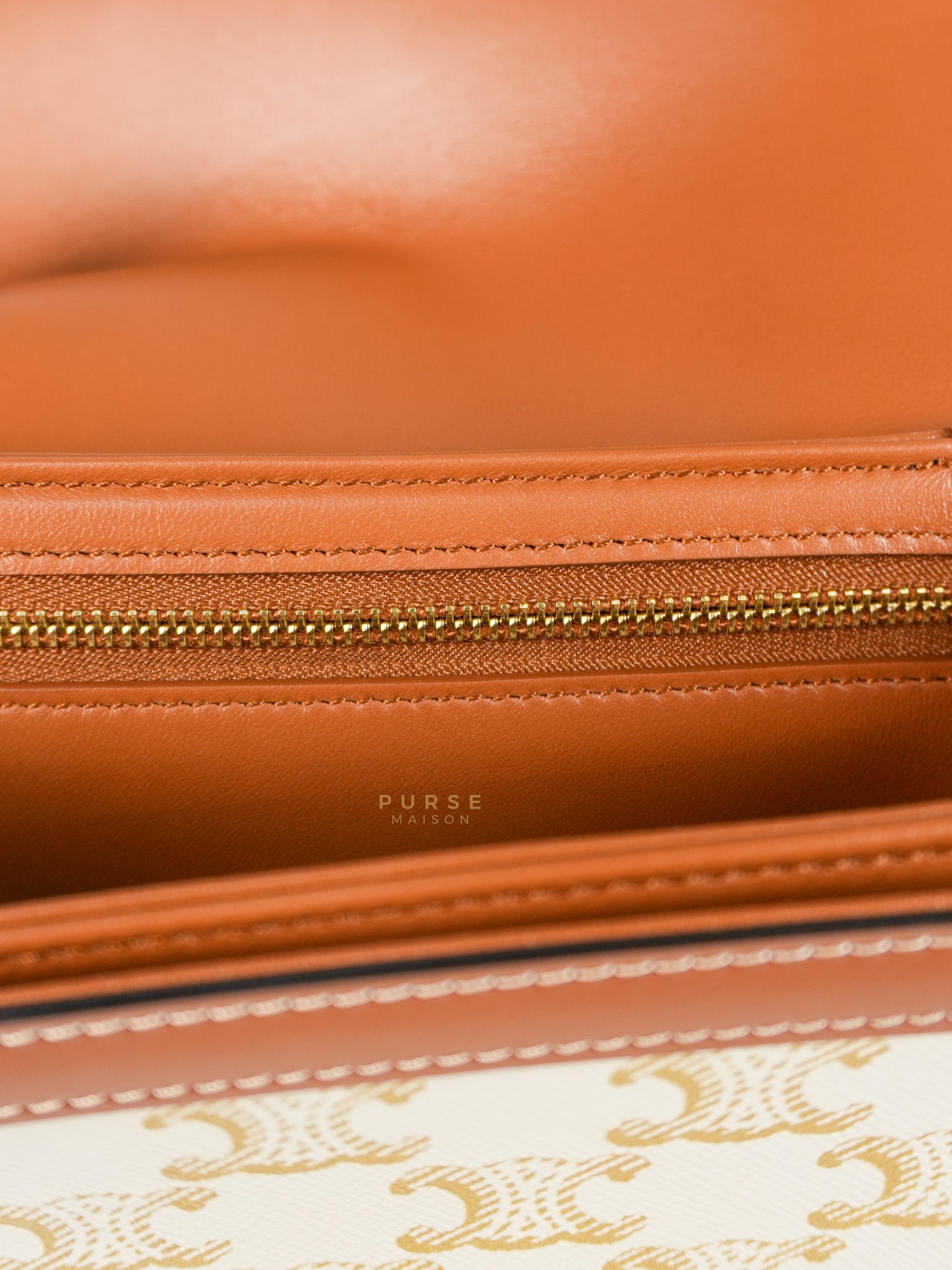 Teen Triomphe Cross Body Bag in White Triomphe Canvas and Calfskin | Purse Maison Luxury Bags Shop
