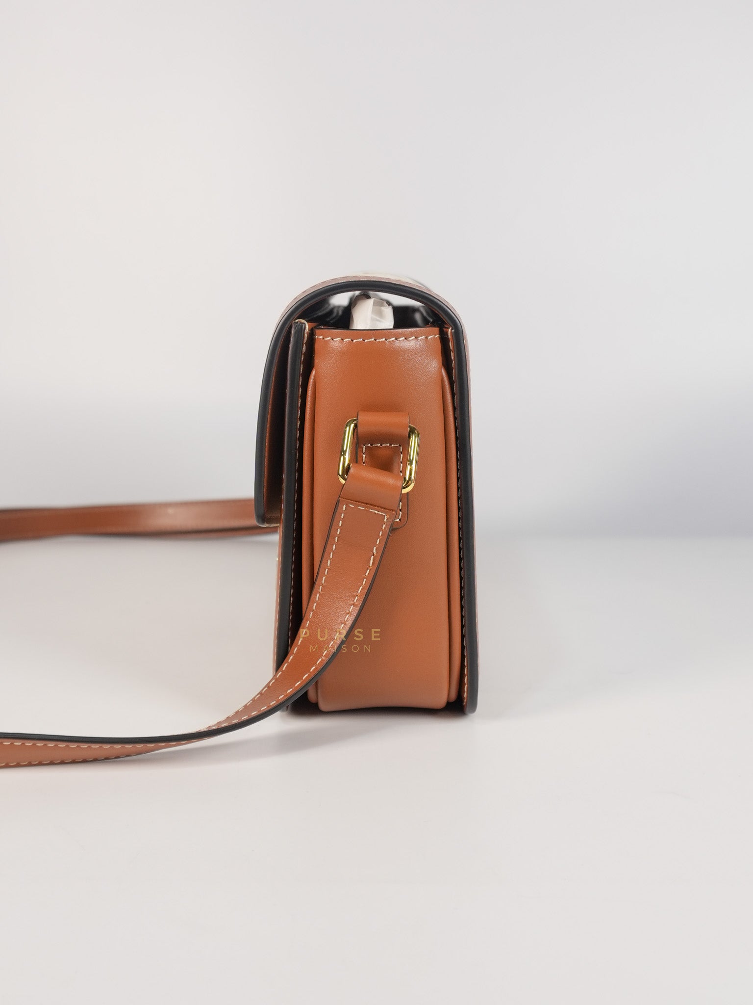 Teen Triomphe Cross Body Bag in White Triomphe Canvas and Calfskin | Purse Maison Luxury Bags Shop