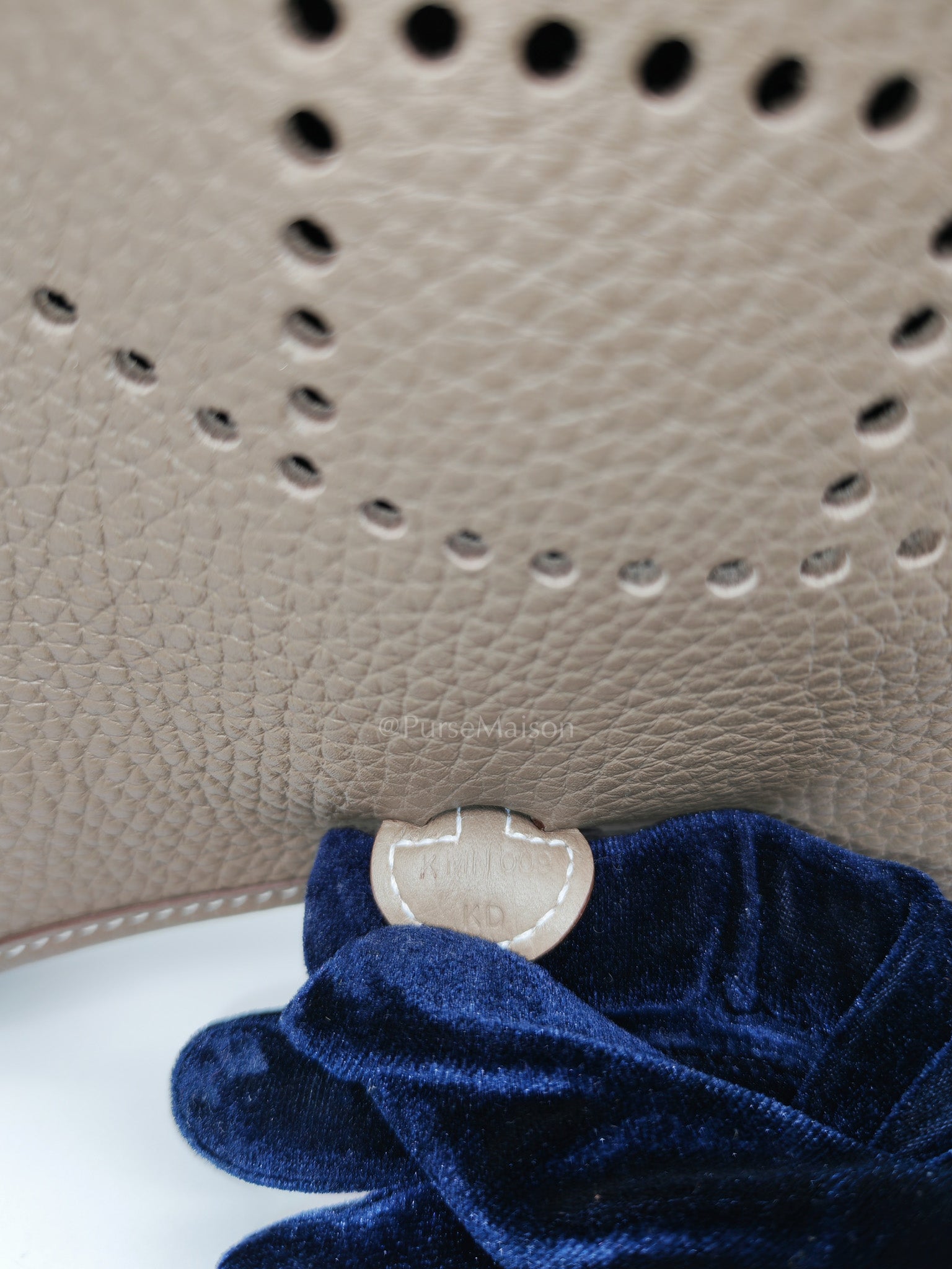 Hermes Evelyne 16 Amazone in Etoupe Clemence Leather with Navy Blue Strap Palladium Hardware Stamp K(2025)