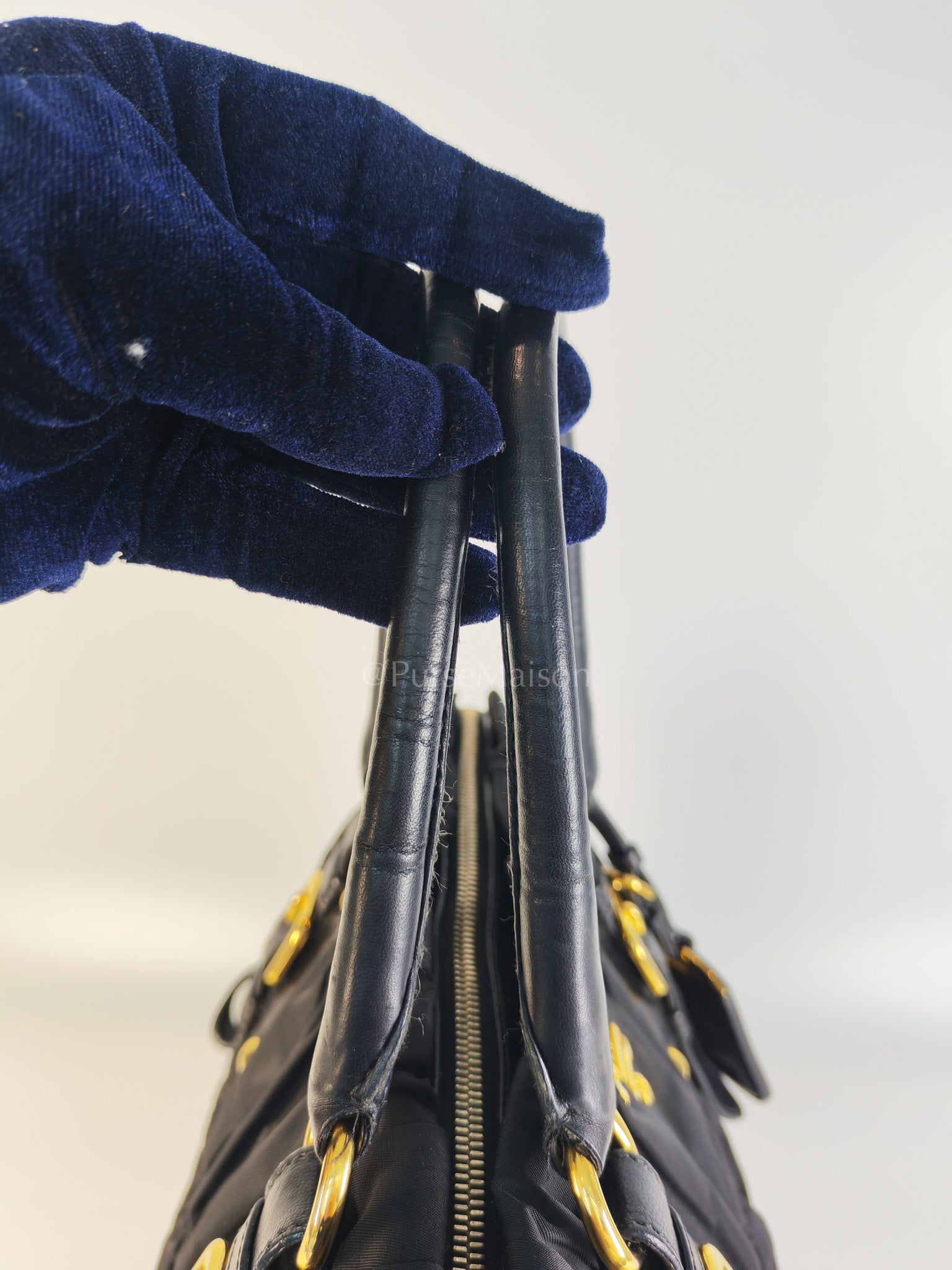 Tessuto Gaufre Two-Way Bag in Noir | Purse Maison Luxury Bags Shop