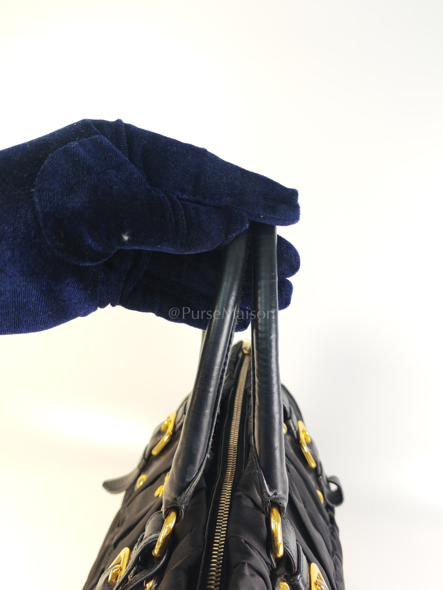 Tessuto Gaufre Two-Way Bag in Noir | Purse Maison Luxury Bags Shop