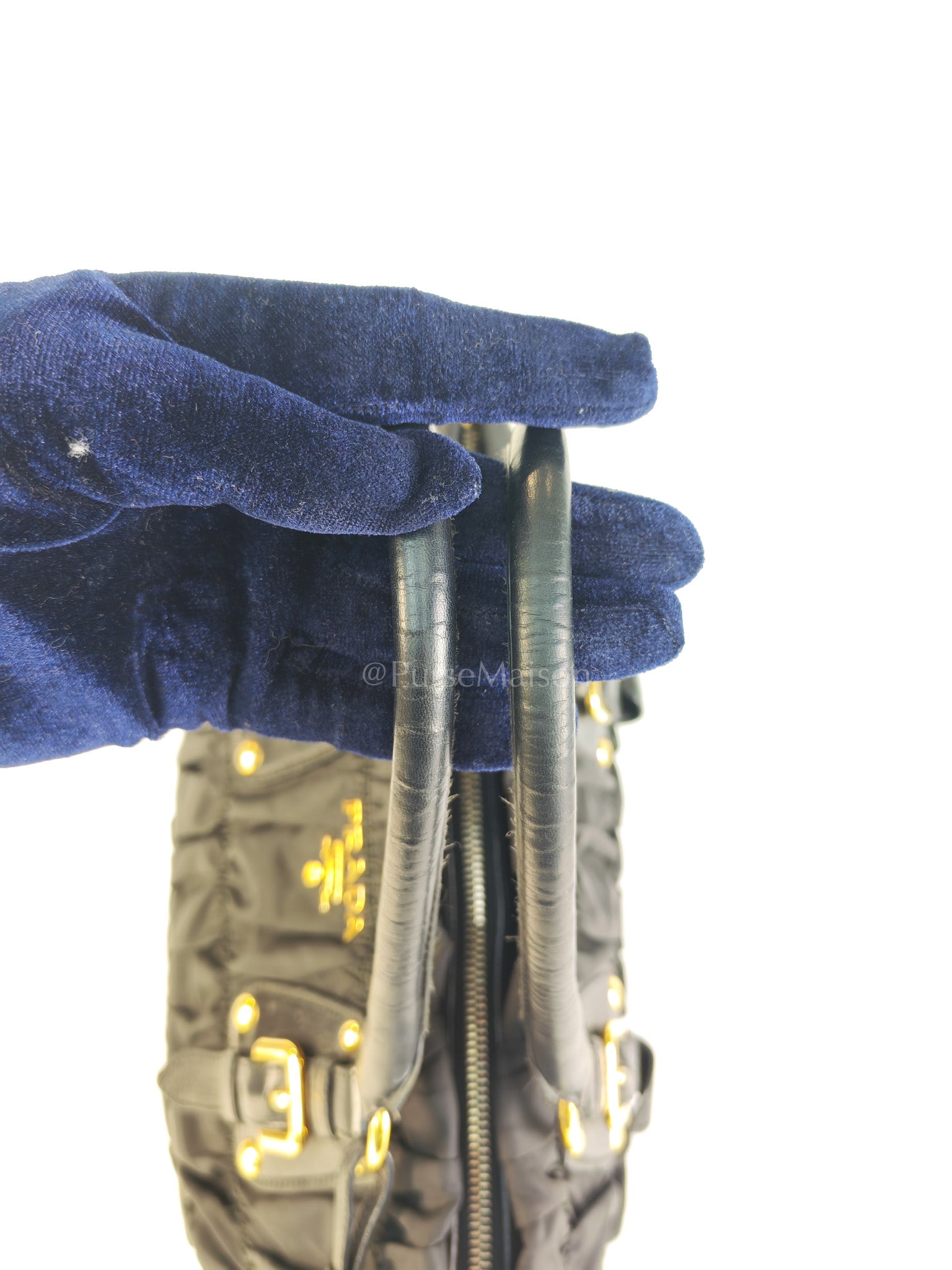 Tessuto Gaufre Two-Way Bag in Noir | Purse Maison Luxury Bags Shop