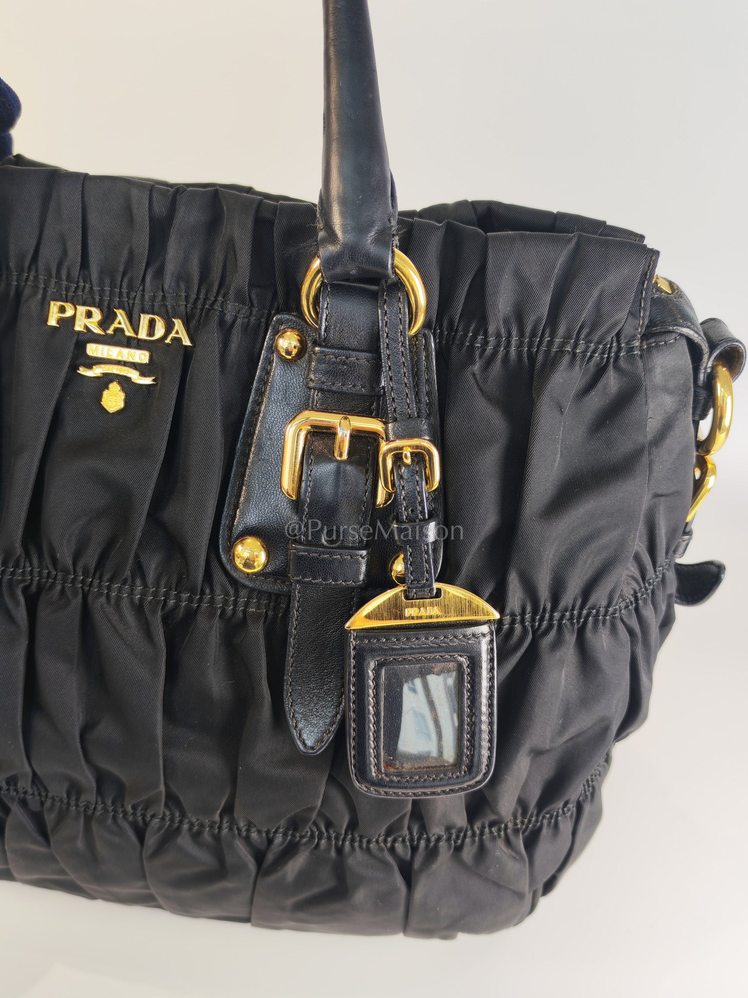 Tessuto Gaufre Two-Way Bag in Noir | Purse Maison Luxury Bags Shop