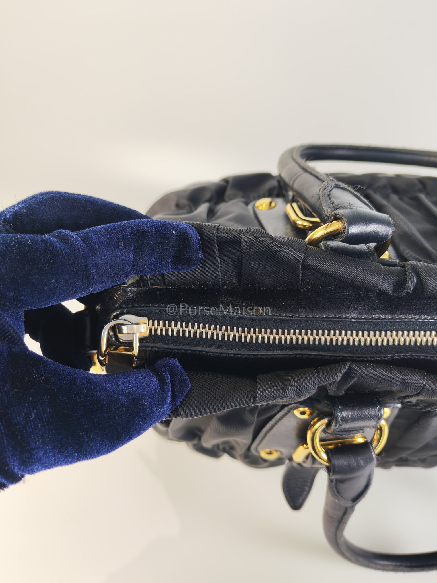 Tessuto Gaufre Two-Way Bag in Noir | Purse Maison Luxury Bags Shop