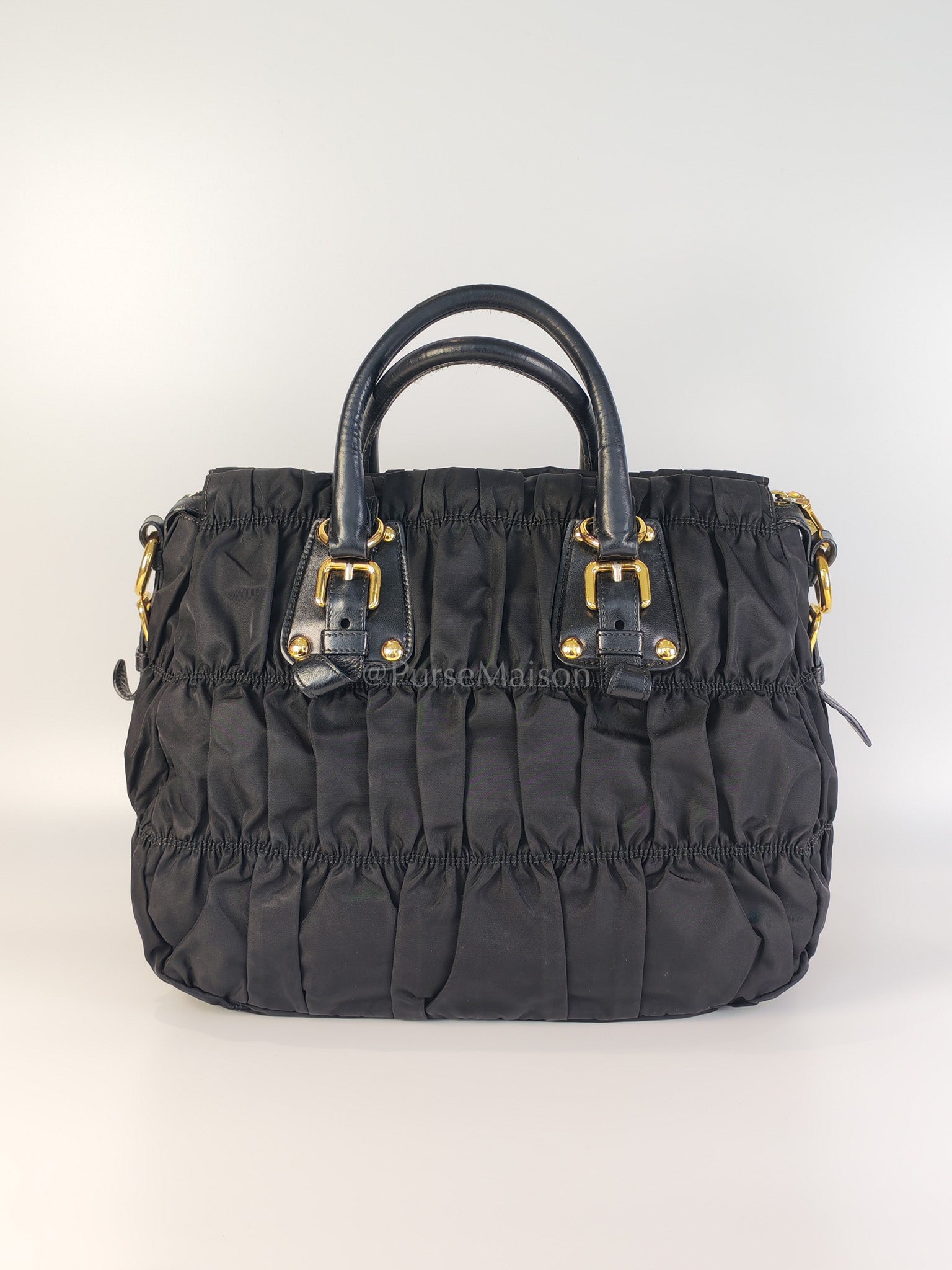 Tessuto Gaufre Two-Way Bag in Noir | Purse Maison Luxury Bags Shop