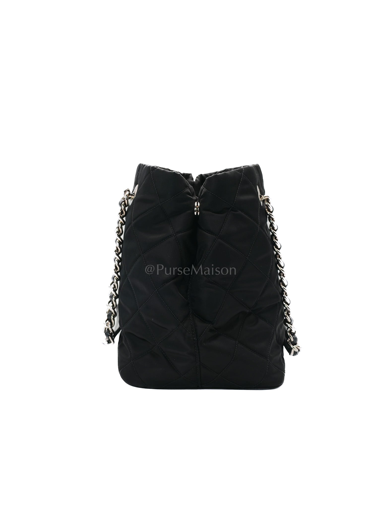 Tessuto Impuntu Black Quilted Nylon Chain Tote Bag | Purse Maison Luxury Bags Shop