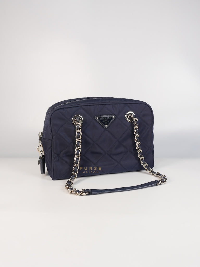 Tessuto Impuntu Quilted Bandoliera Crossbody Bag in Baltico(Navy Blue) | Purse Maison Luxury Bags Shop