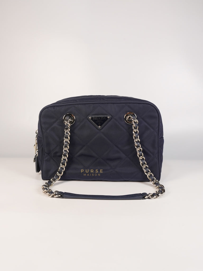 Tessuto Impuntu Quilted Bandoliera Crossbody Bag in Baltico(Navy Blue) | Purse Maison Luxury Bags Shop