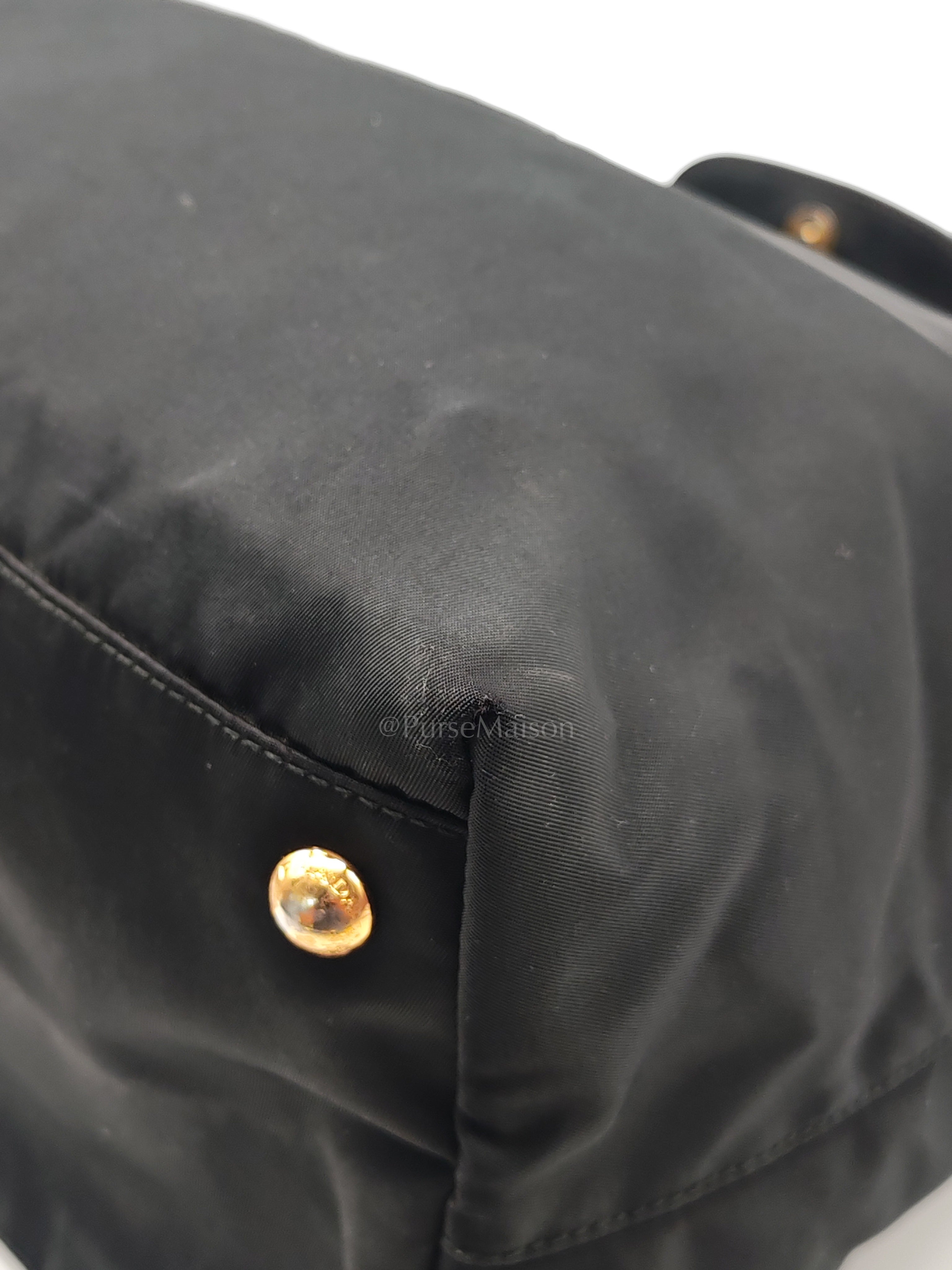 Tessuto Nylon Totebag in Black Saffiano Leather | Purse Maison Luxury Bags Shop
