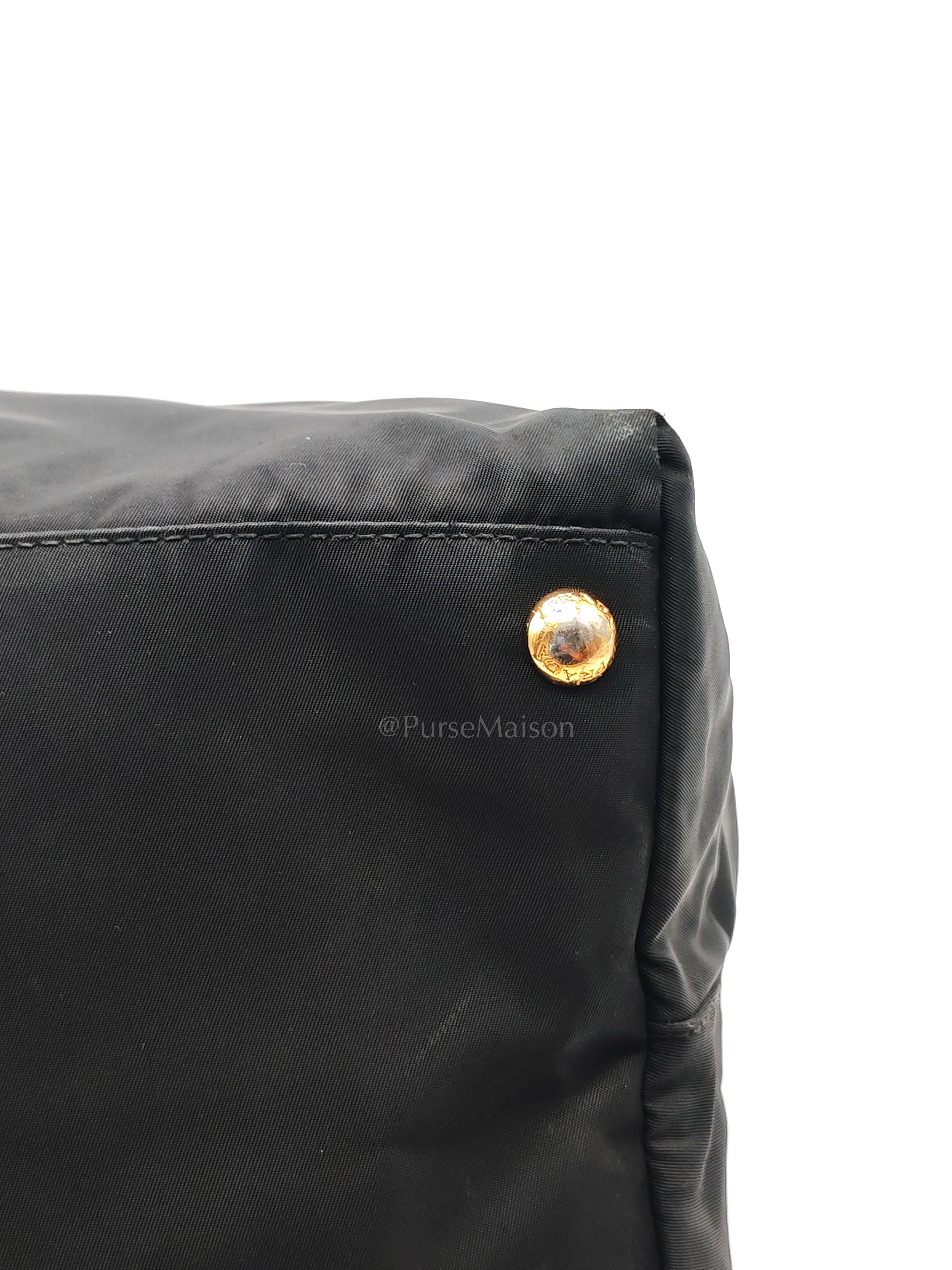 Tessuto Nylon Totebag in Black Saffiano Leather | Purse Maison Luxury Bags Shop