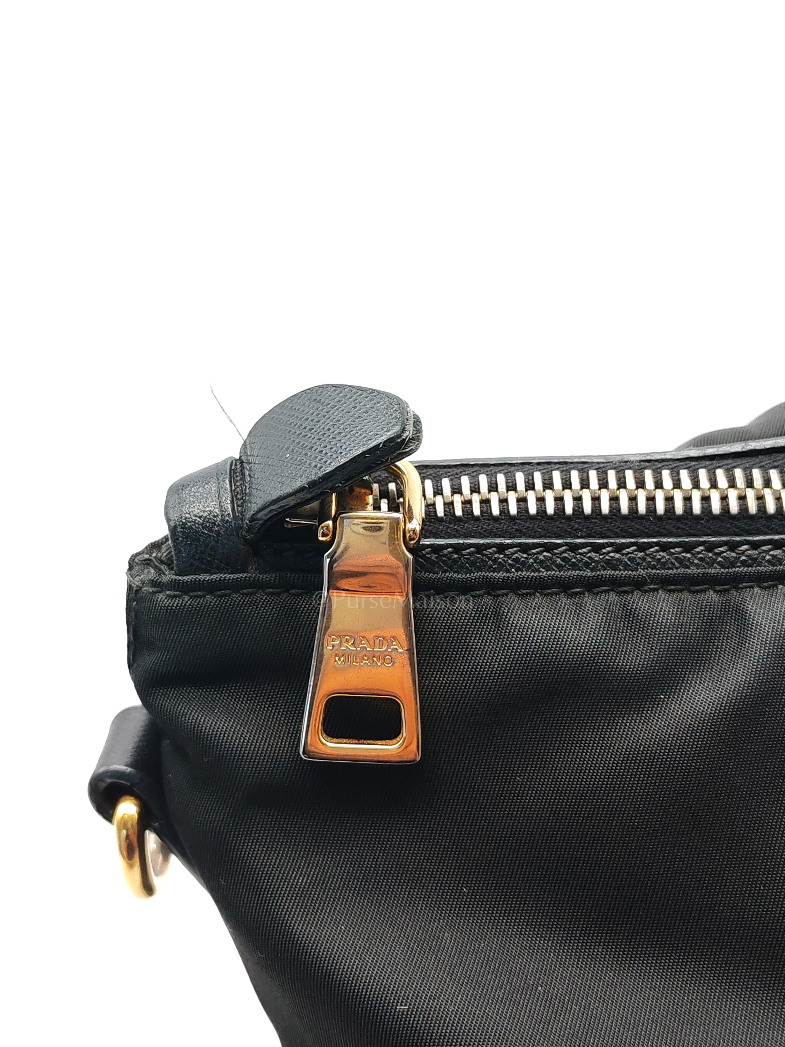 Tessuto Nylon Totebag in Black Saffiano Leather | Purse Maison Luxury Bags Shop