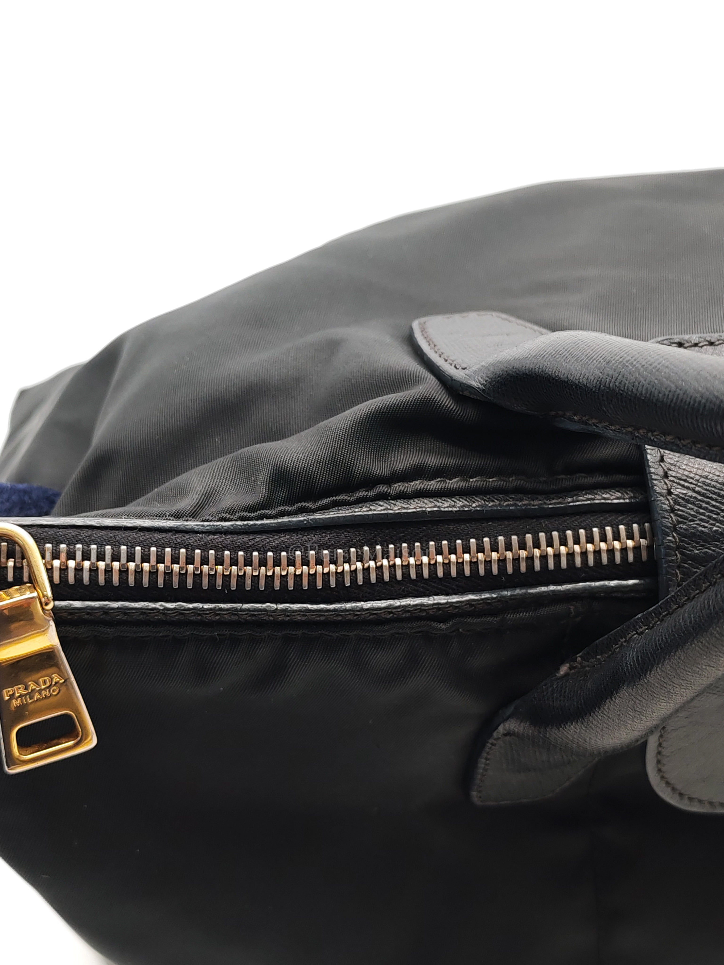 Tessuto Nylon Totebag in Black Saffiano Leather | Purse Maison Luxury Bags Shop