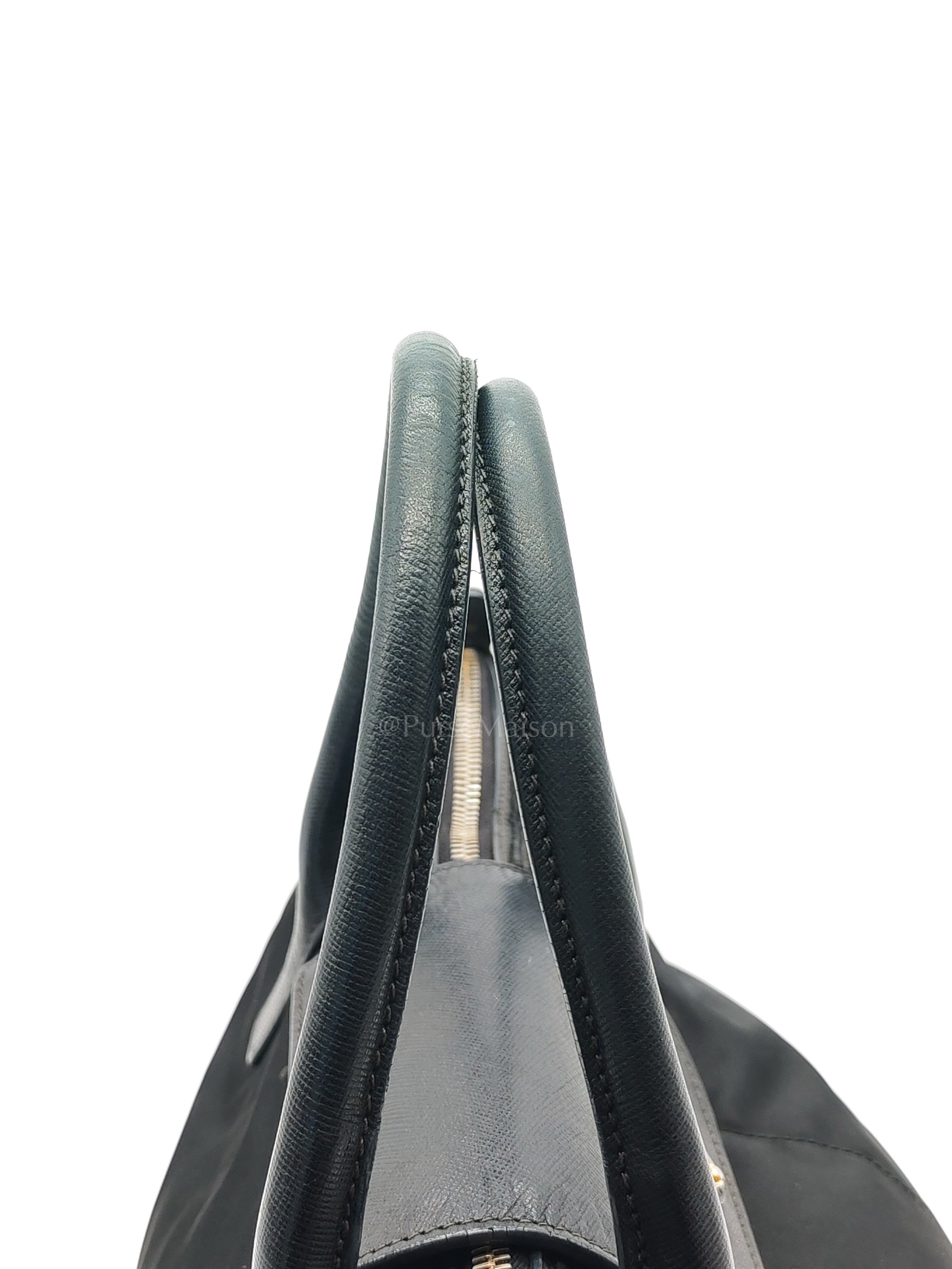 Tessuto Nylon Totebag in Black Saffiano Leather | Purse Maison Luxury Bags Shop