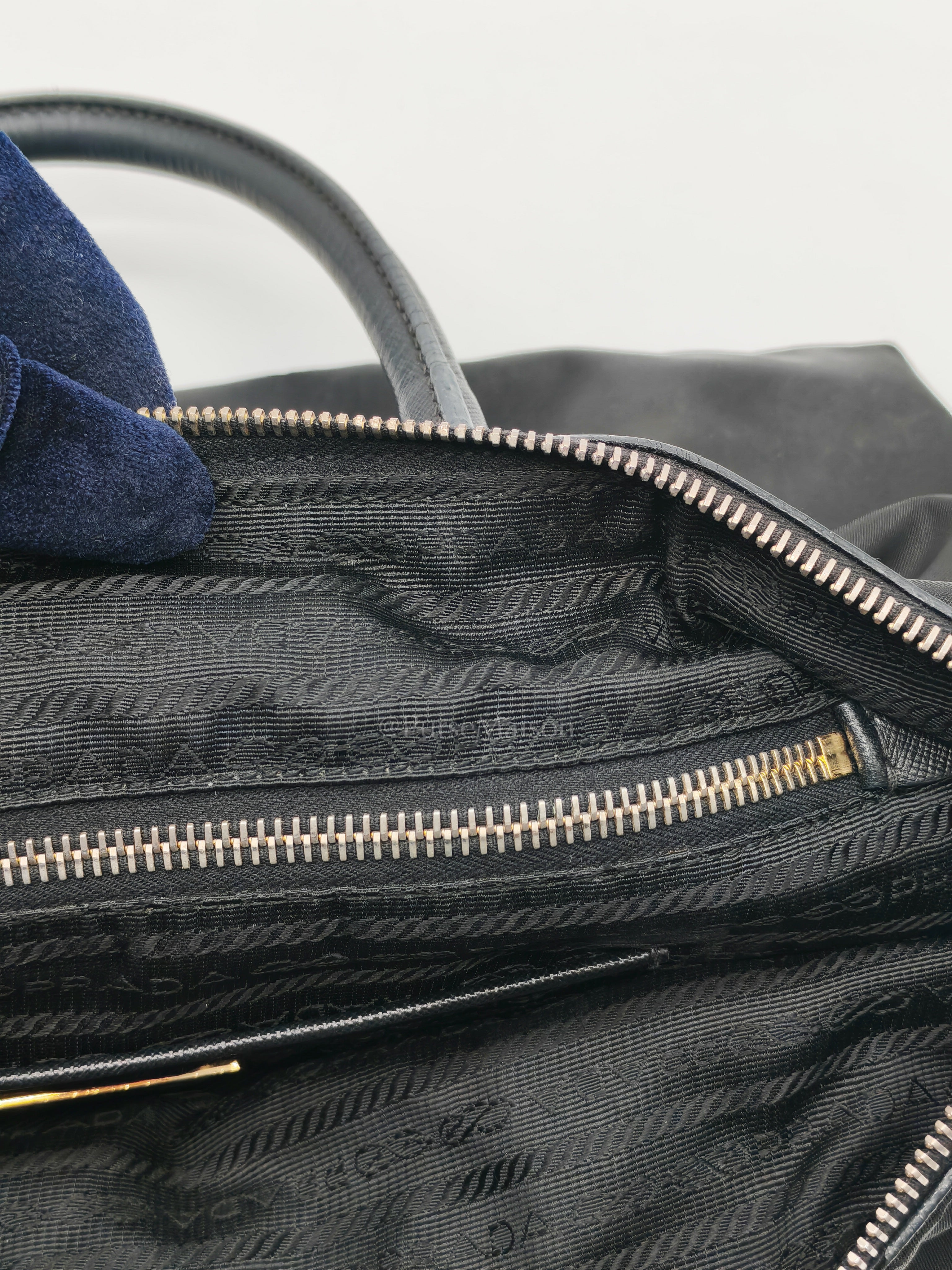 Tessuto Nylon Totebag in Black Saffiano Leather | Purse Maison Luxury Bags Shop
