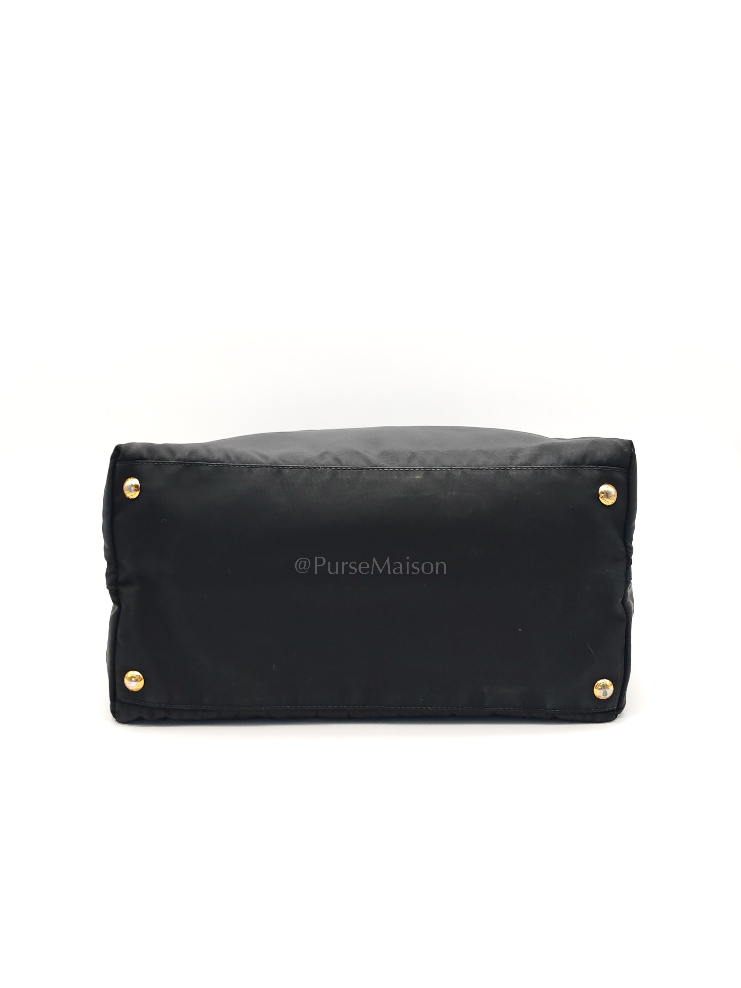 Tessuto Nylon Totebag in Black Saffiano Leather | Purse Maison Luxury Bags Shop