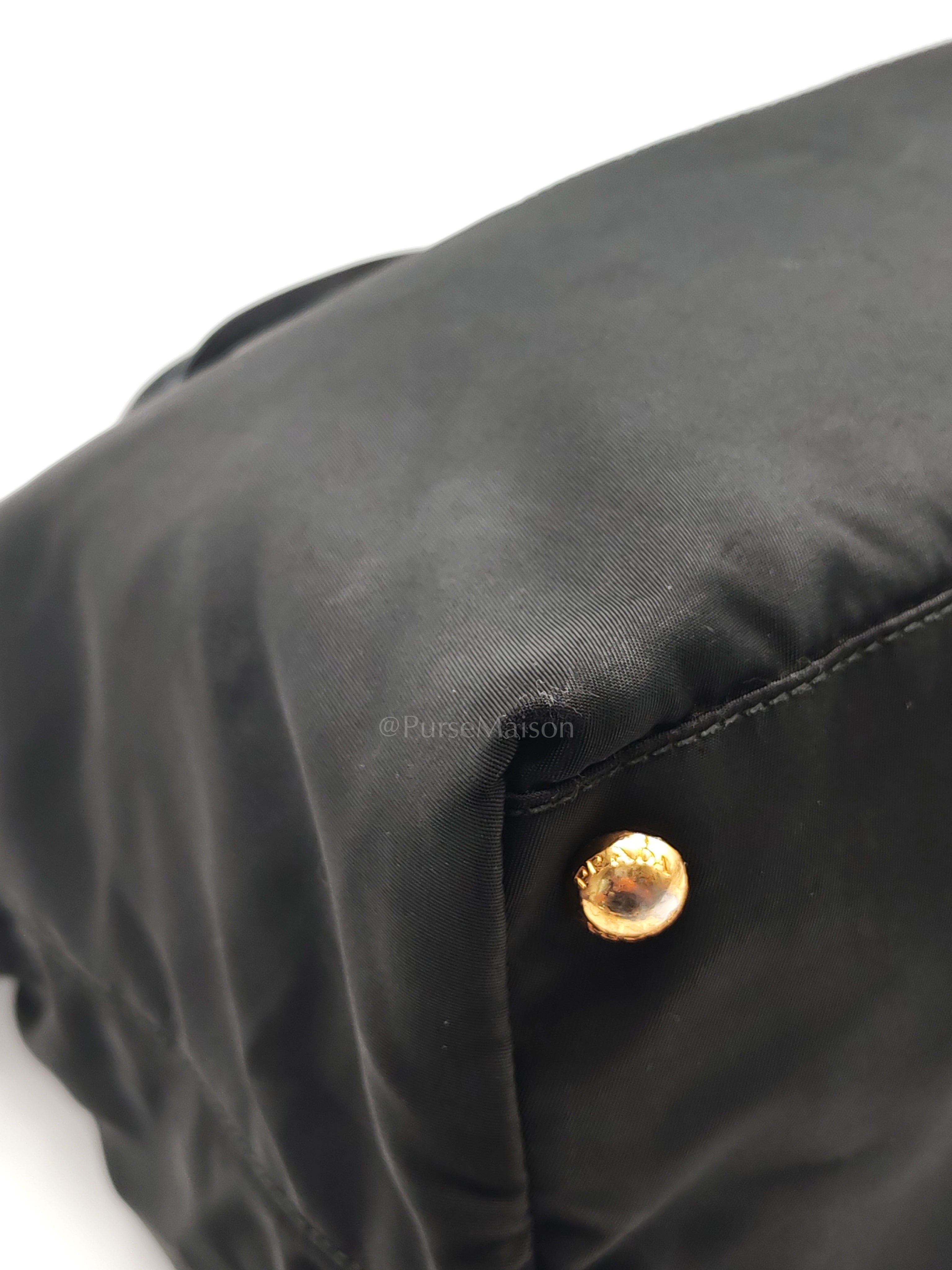 Tessuto Nylon Totebag in Black Saffiano Leather | Purse Maison Luxury Bags Shop