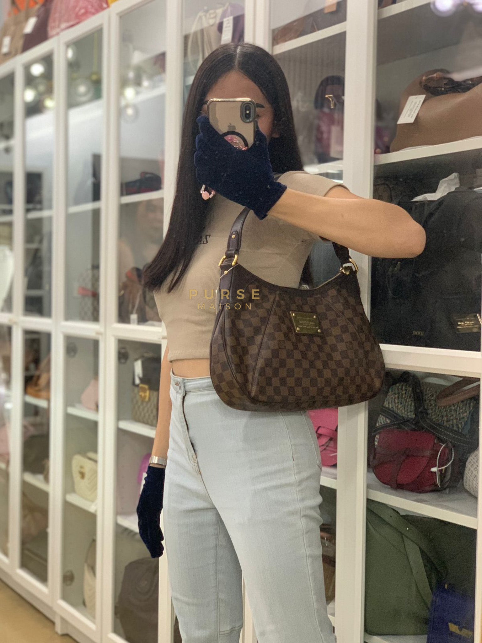 Thames PM Bag in Damier Ebene Canvas & Gold Hardware (Date Code SP4008) | Purse Maison Luxury Bags Shop