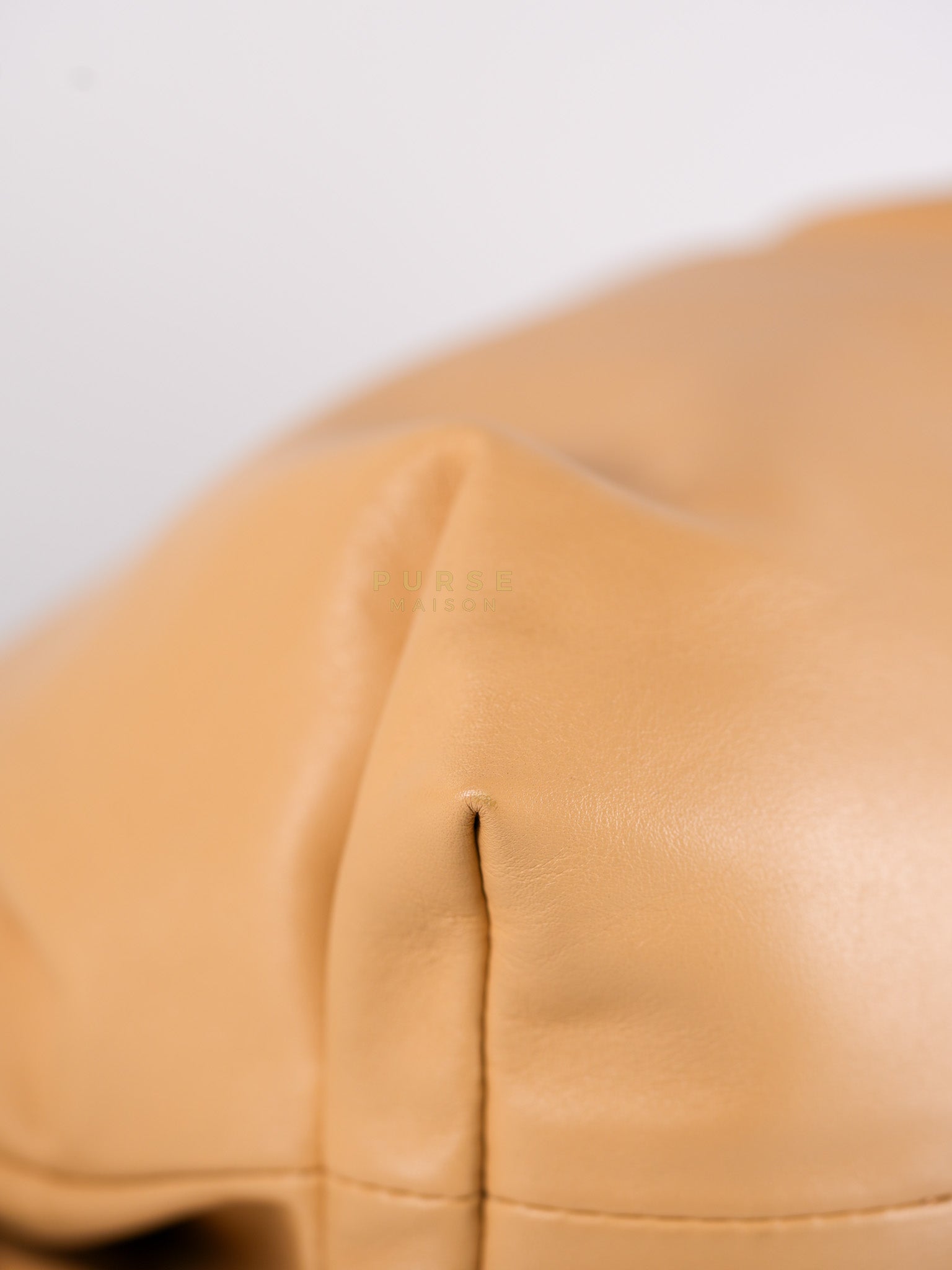 The Chain Pouch Medium in Almond Beige Calfskin Leather | Purse Maison Luxury Bags Shop