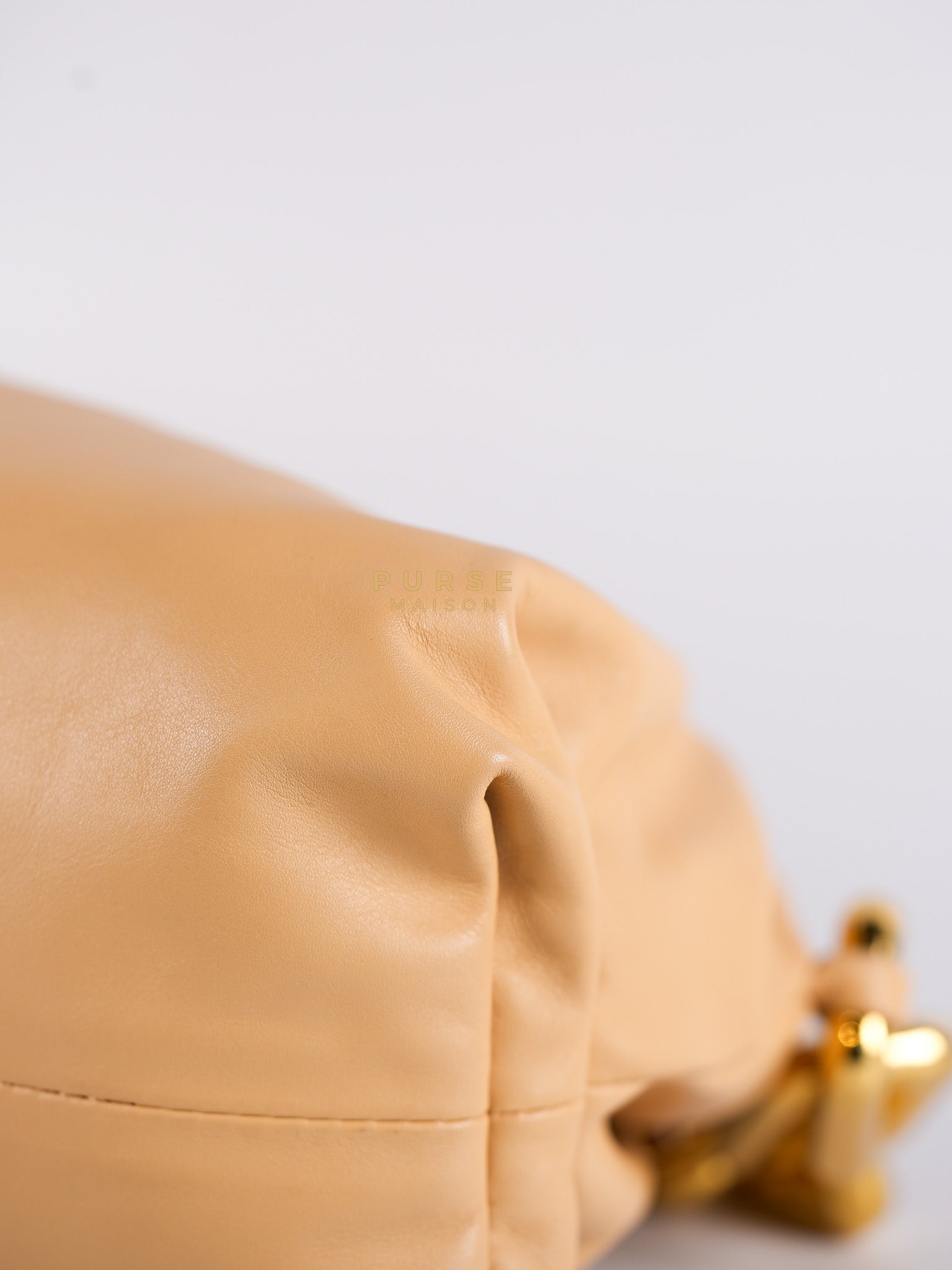 The Chain Pouch Medium in Almond Beige Calfskin Leather | Purse Maison Luxury Bags Shop