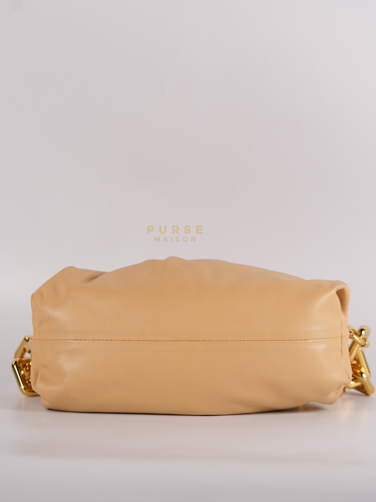 The Chain Pouch Medium in Almond Beige Calfskin Leather | Purse Maison Luxury Bags Shop