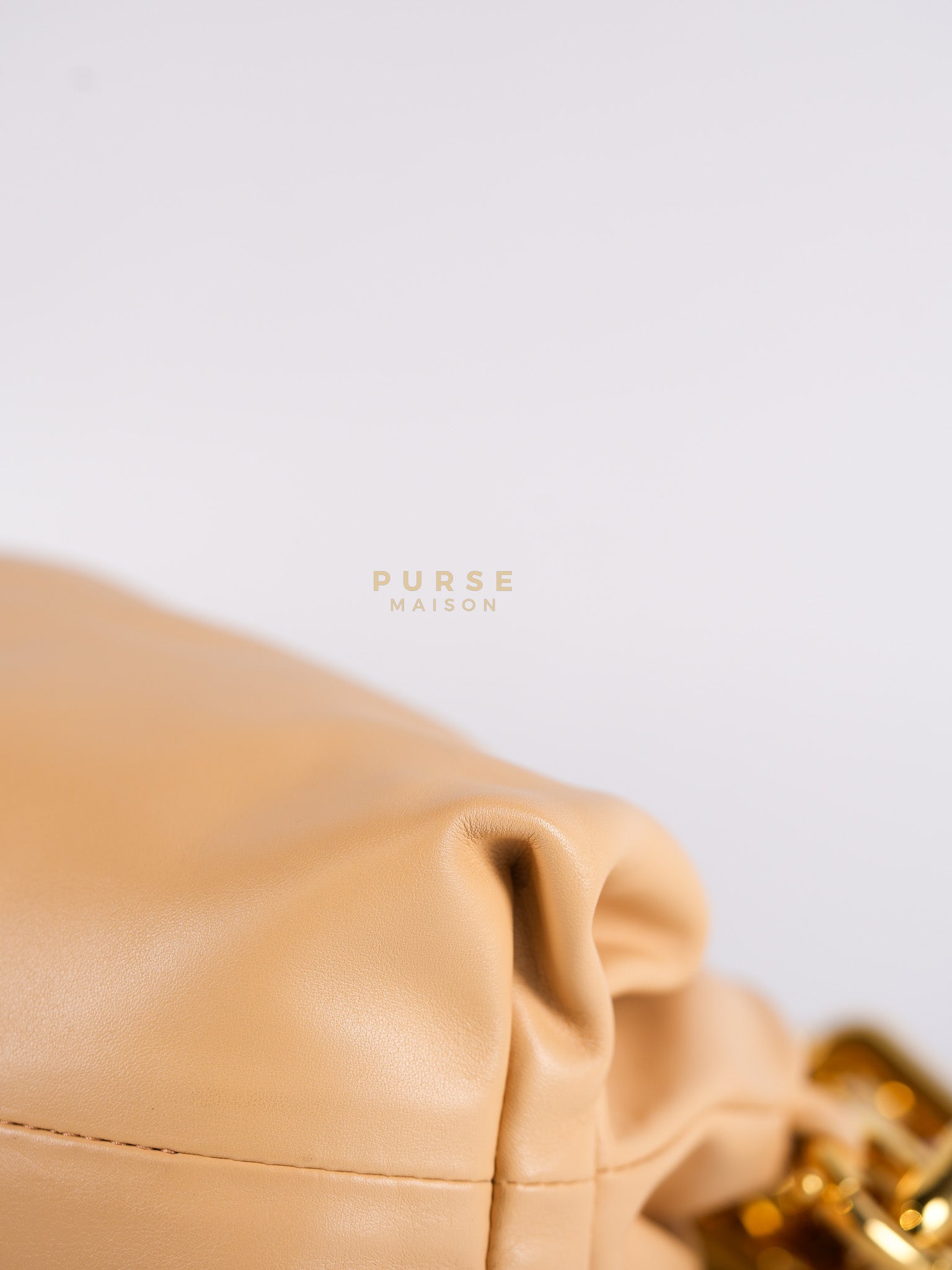 The Chain Pouch Medium in Almond Beige Calfskin Leather | Purse Maison Luxury Bags Shop