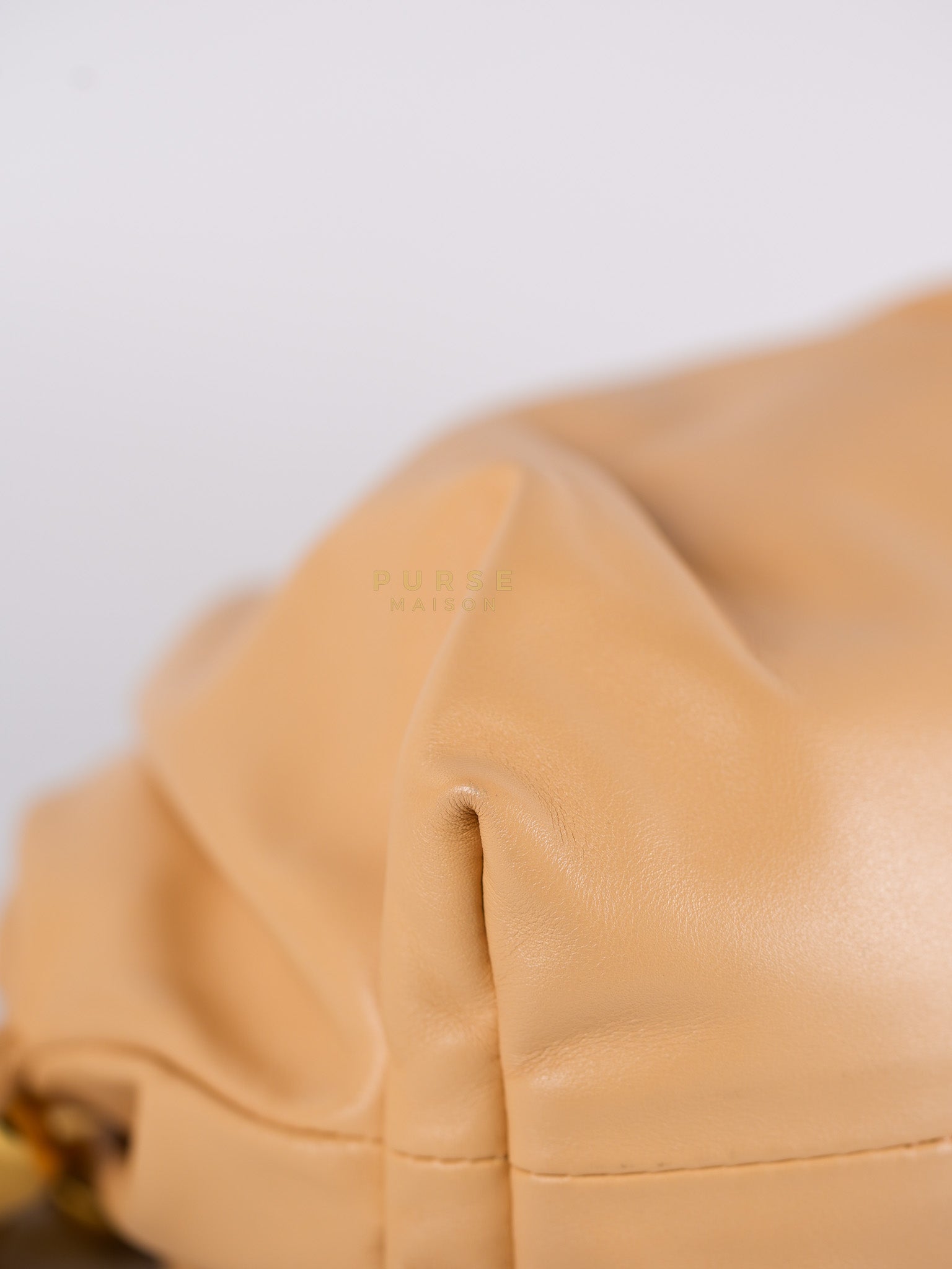 The Chain Pouch Medium in Almond Beige Calfskin Leather | Purse Maison Luxury Bags Shop