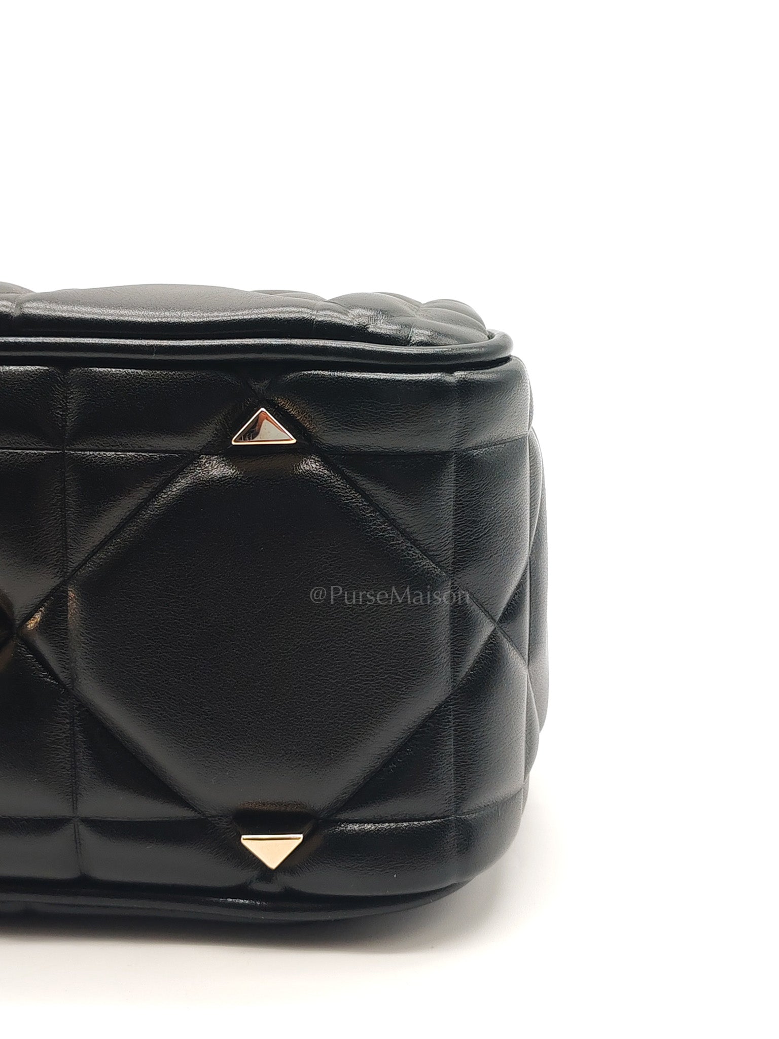 The Lady 95.22 Small Black Calfskin Cannage in Light Gold Hardware | Purse Maison Luxury Bags Shop