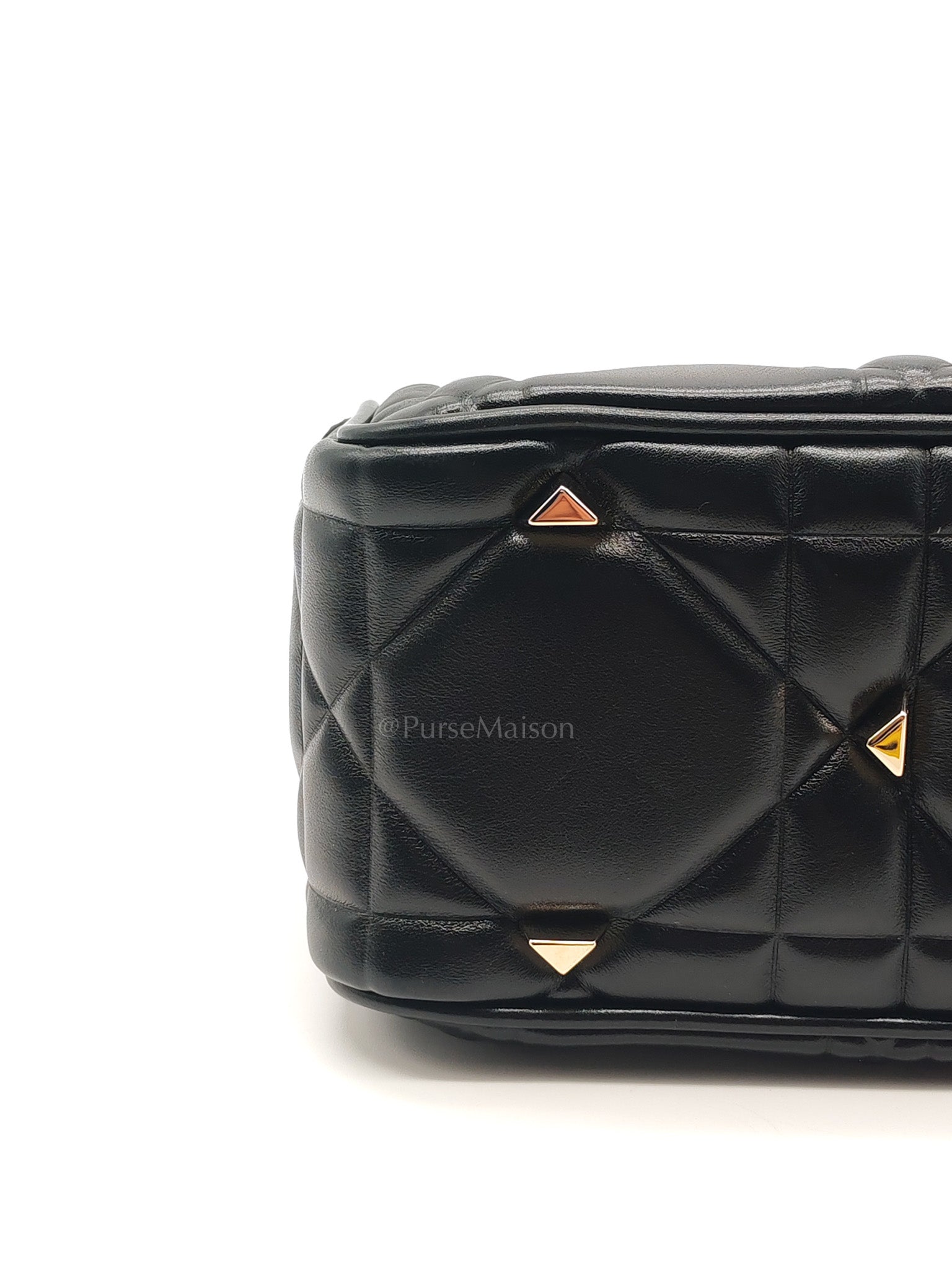 The Lady 95.22 Small Black Calfskin Cannage in Light Gold Hardware | Purse Maison Luxury Bags Shop