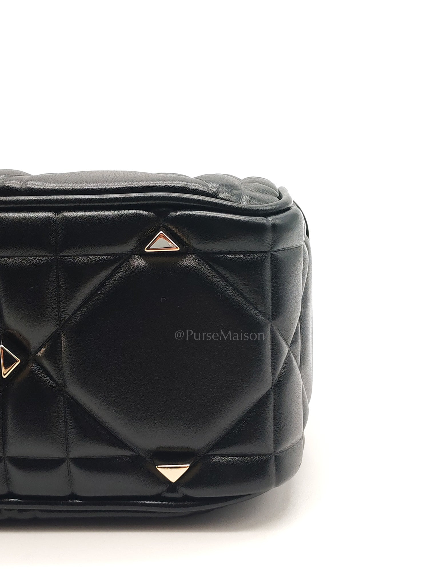 The Lady 95.22 Small Black Calfskin Cannage in Light Gold Hardware | Purse Maison Luxury Bags Shop