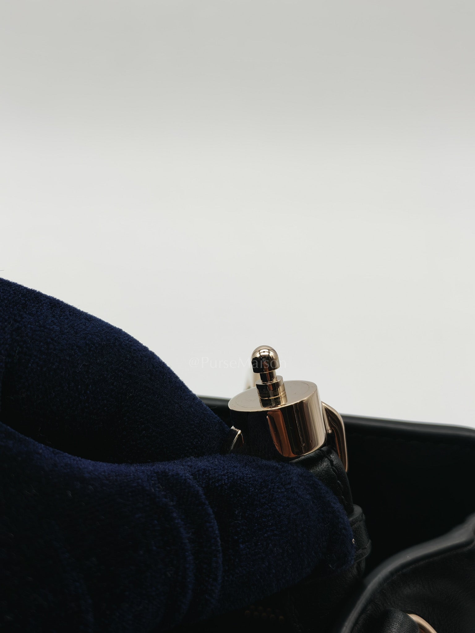 The Lady 95.22 Small Black Calfskin Cannage in Light Gold Hardware | Purse Maison Luxury Bags Shop