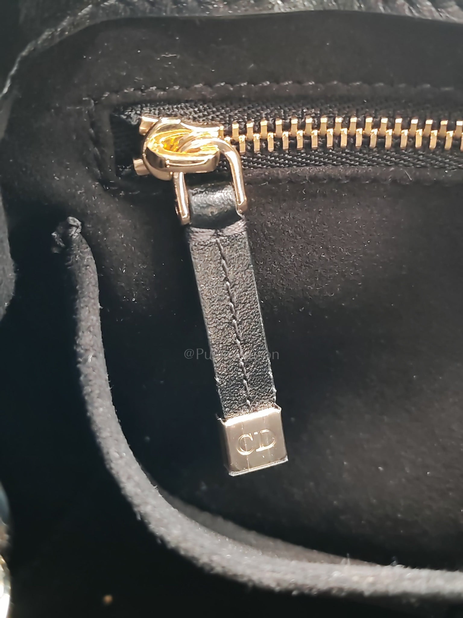 The Lady 95.22 Small Black Calfskin Cannage in Light Gold Hardware | Purse Maison Luxury Bags Shop