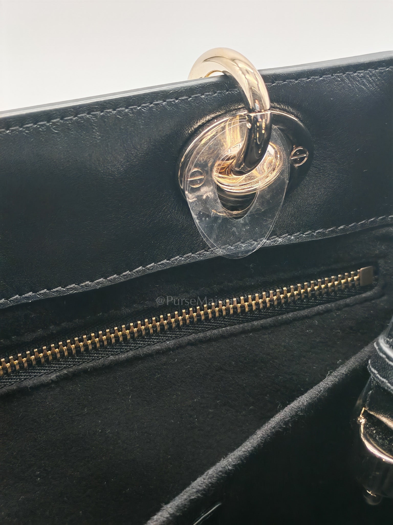 The Lady 95.22 Small Black Calfskin Cannage in Light Gold Hardware | Purse Maison Luxury Bags Shop