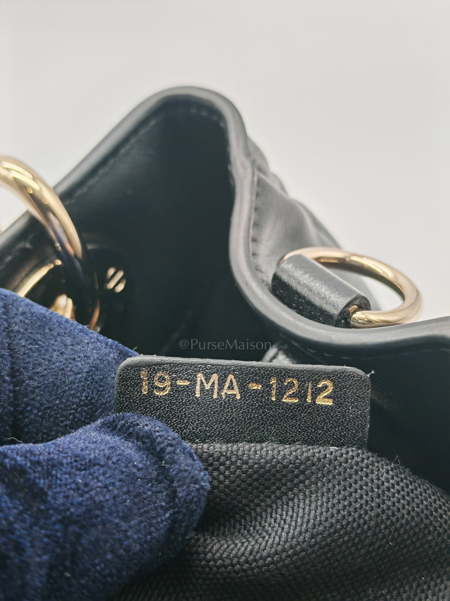 The Lady 95.22 Small Black Calfskin Cannage in Light Gold Hardware | Purse Maison Luxury Bags Shop