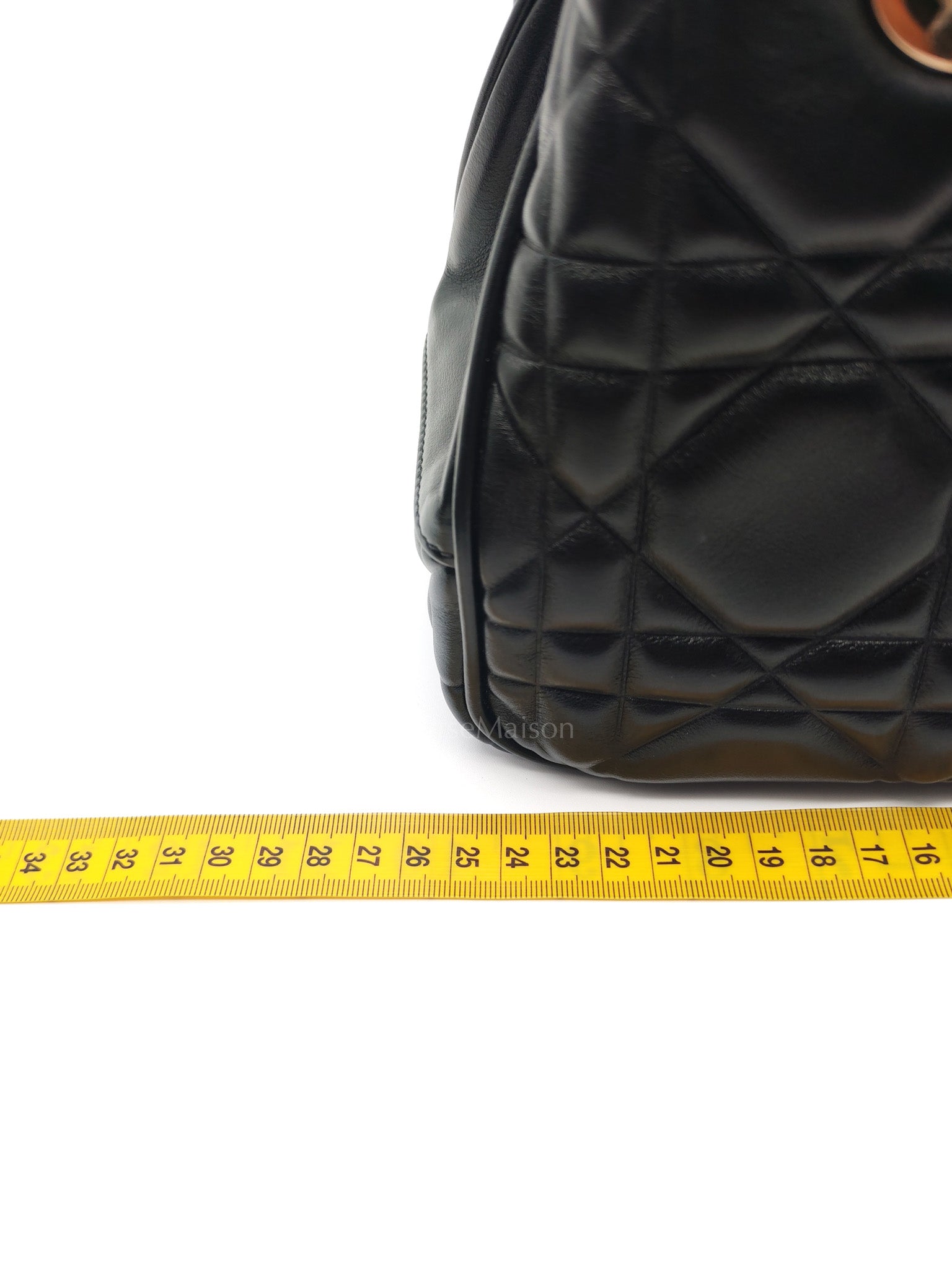 The Lady 95.22 Small Black Calfskin Cannage in Light Gold Hardware | Purse Maison Luxury Bags Shop