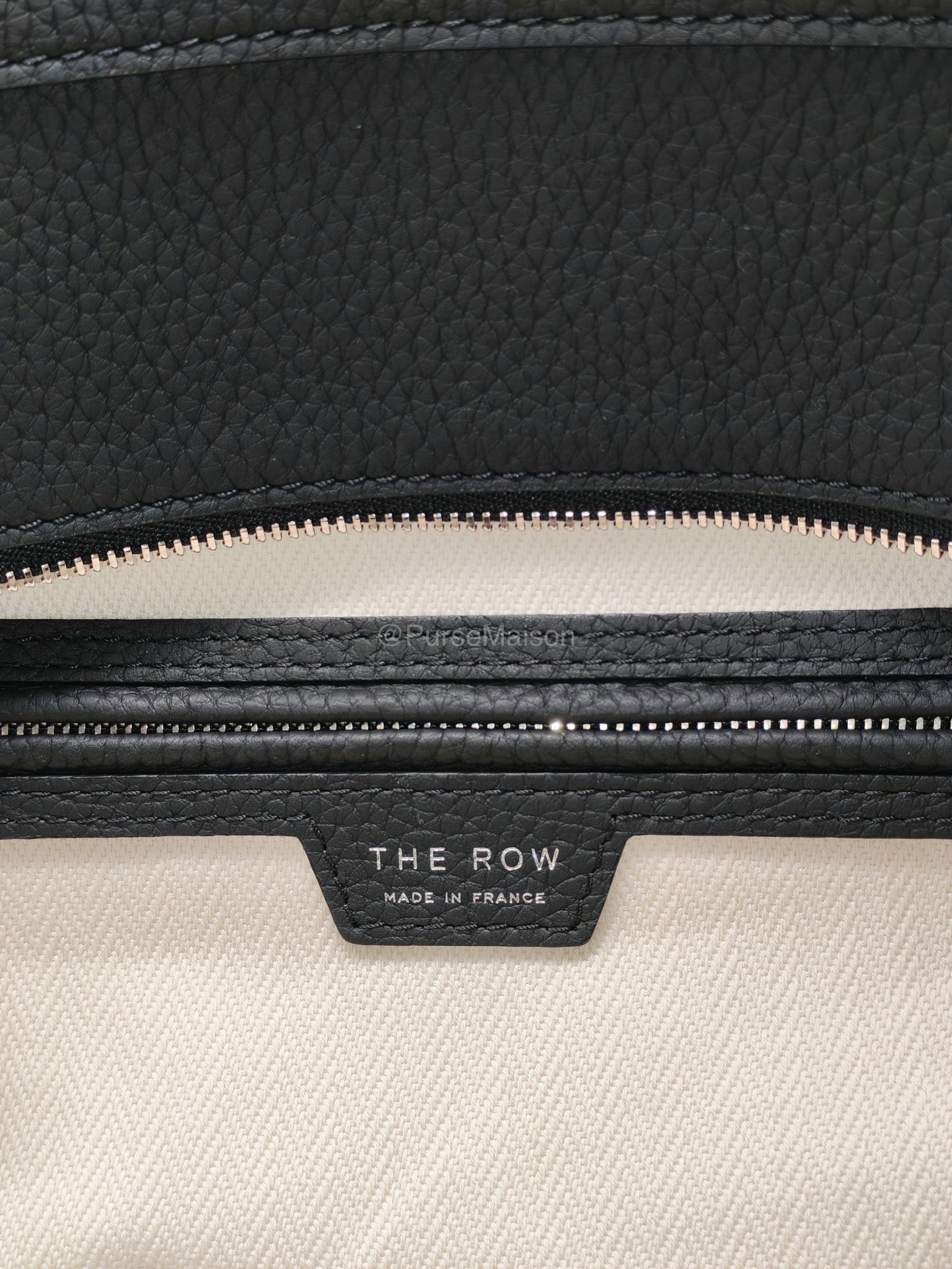 The Row Marlo 17 Tote Bag in Black Grained Calfskin Leather | Purse Maison Luxury Bags Shop